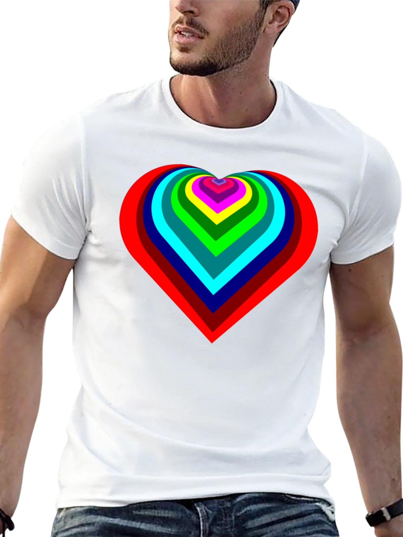 Rainbow Heart Graphic Black T-Shirt