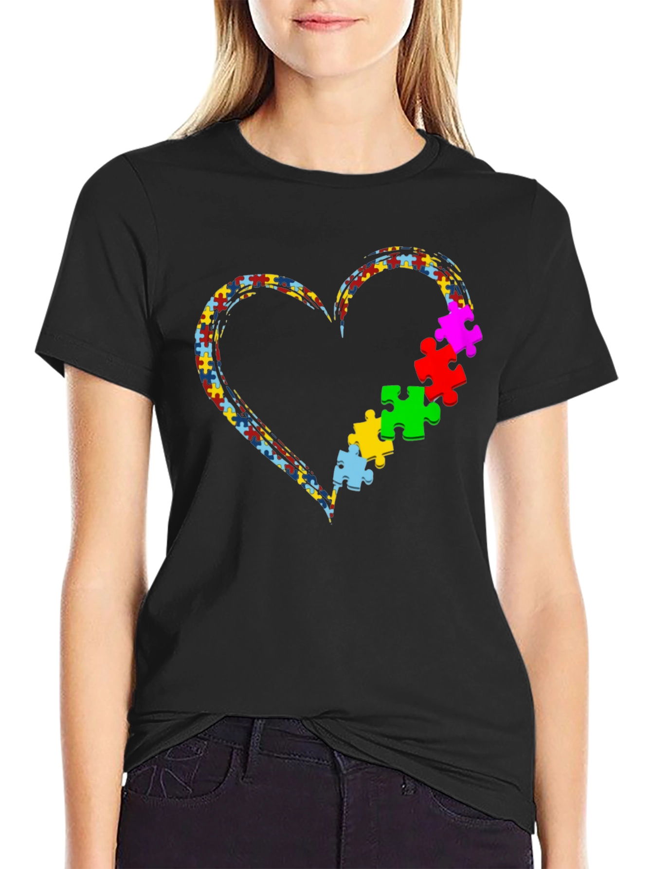 Autism Awareness Heart Puzzle Piece T-Shirt