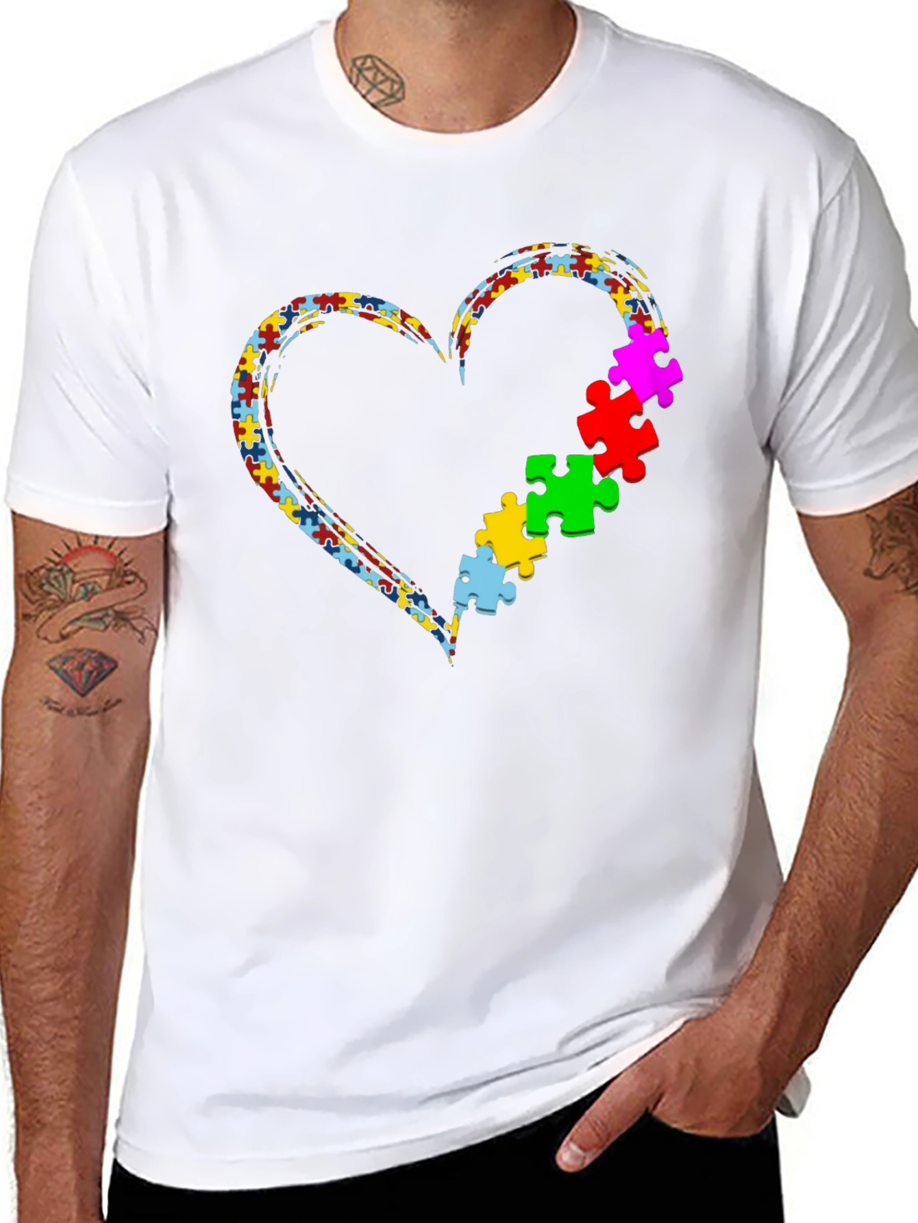 Autism Awareness Heart Puzzle Piece T-Shirt