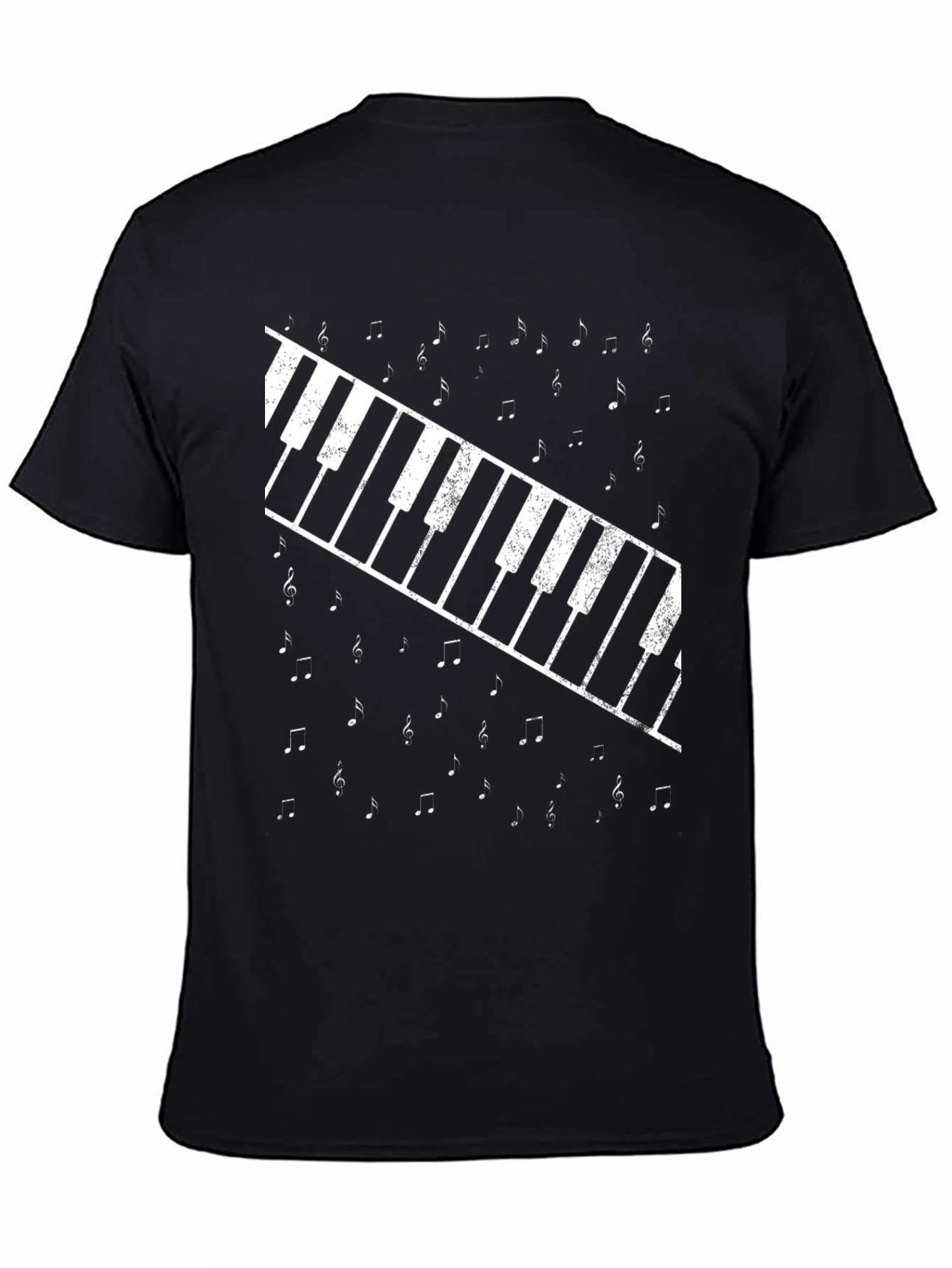 Piano Keys & Music Notes Graphic Tee - Black