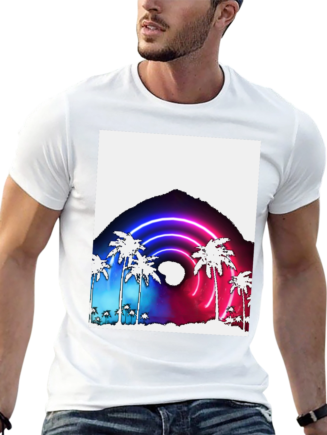 Neon Palm Tree Graphic Tee