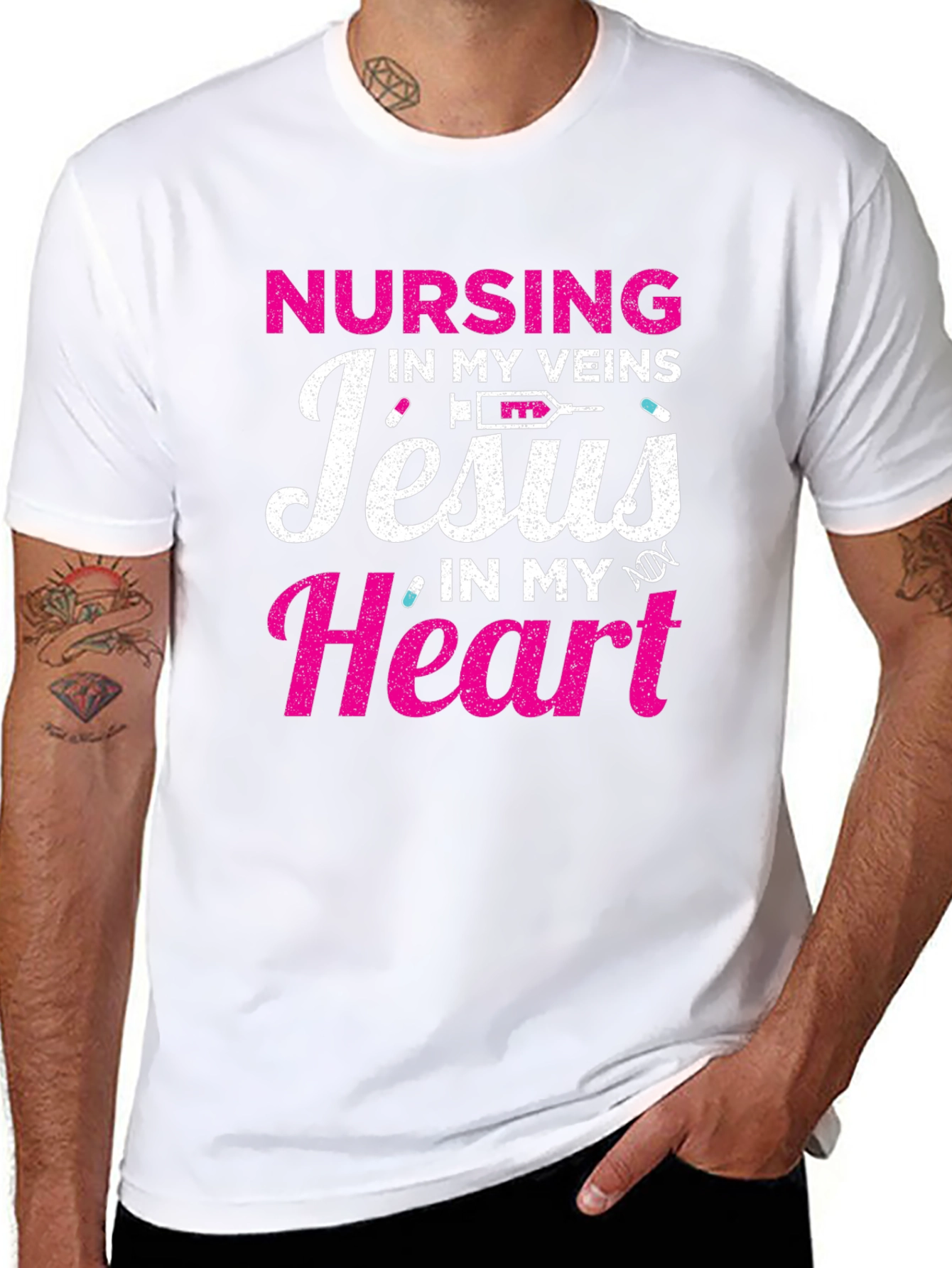 Nursing in My Veins Jesus in My Heart T-Shirt