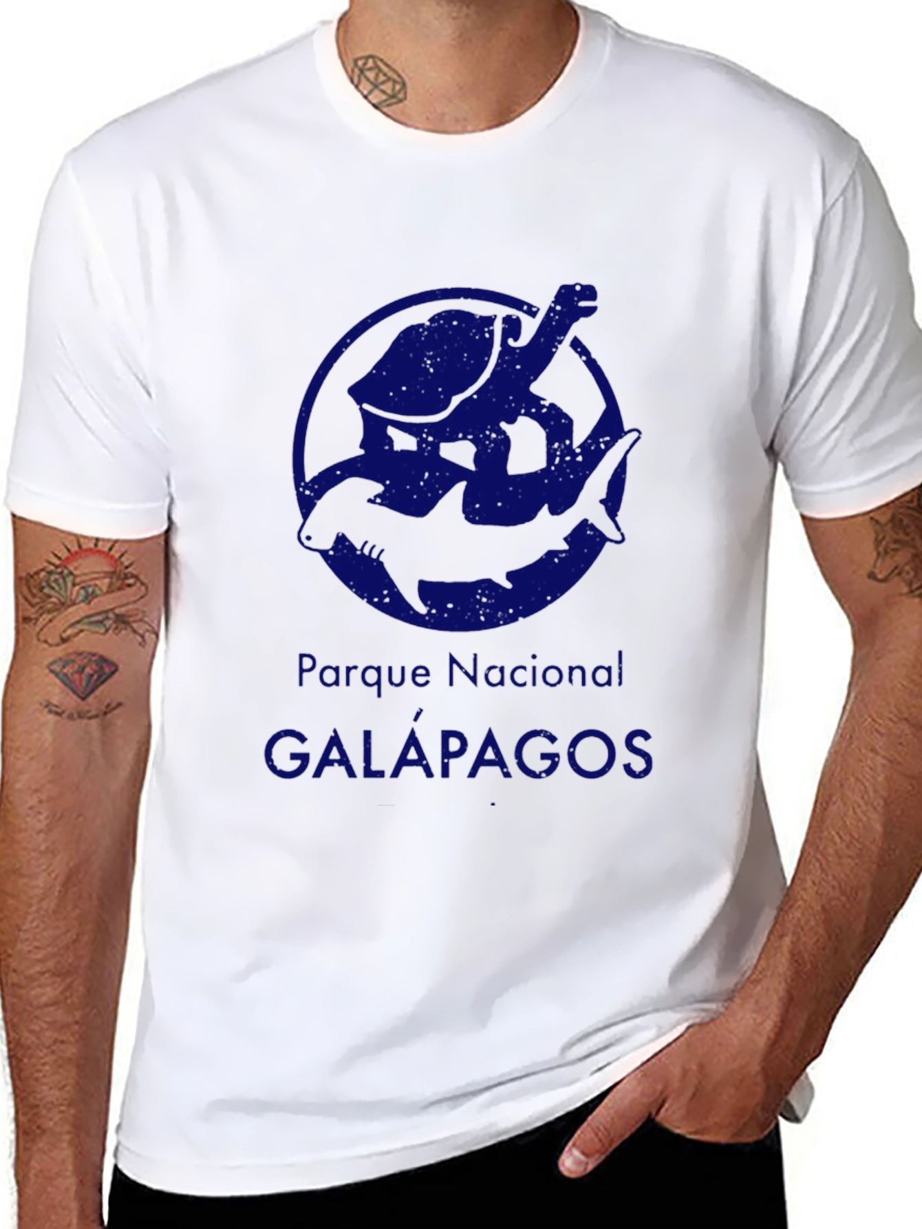 Galapagos National Park T-Shirt - Turtle & Shark Design