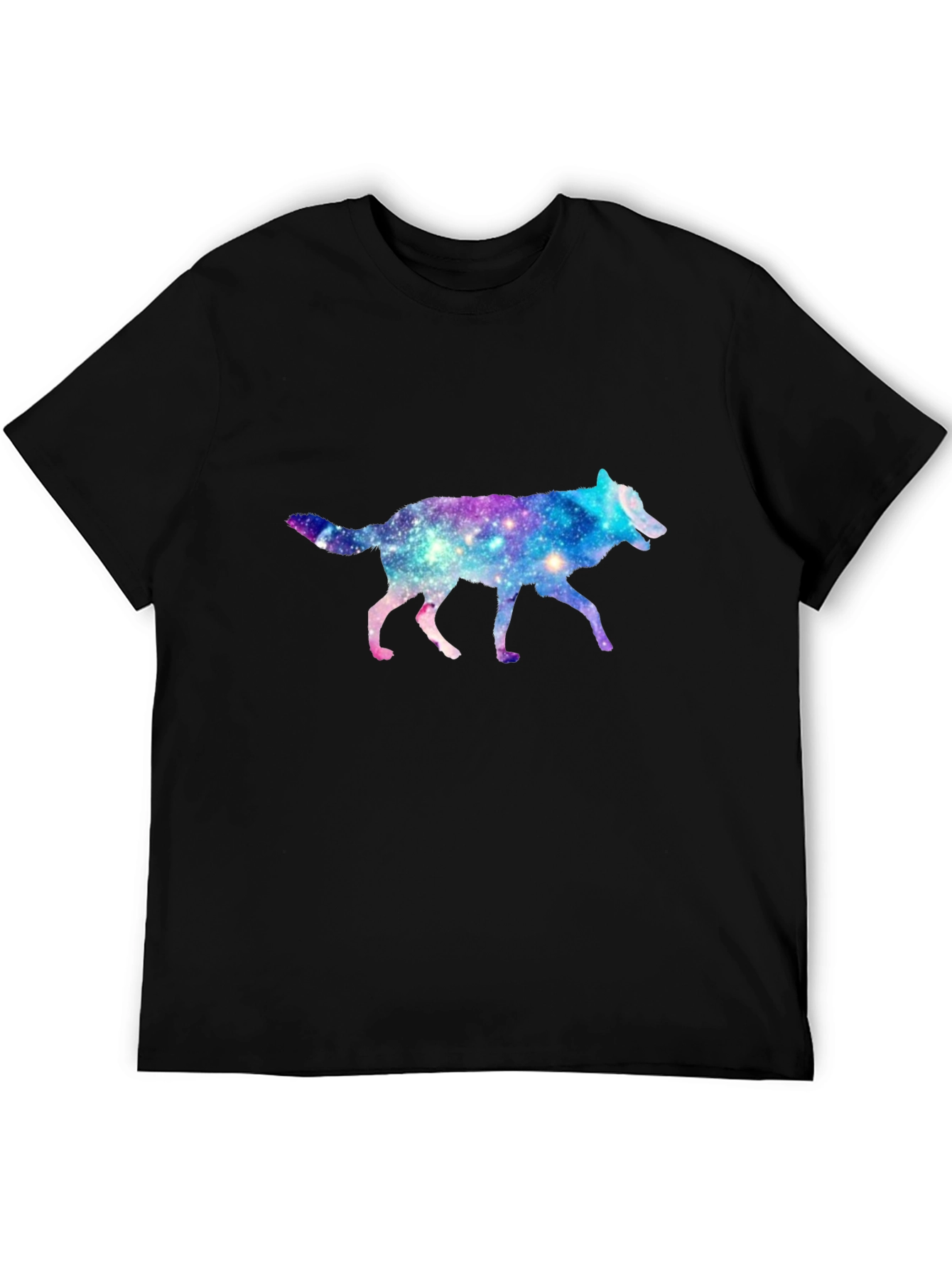 Galaxy Wolf Black T-Shirt - Trendy Animal Tee