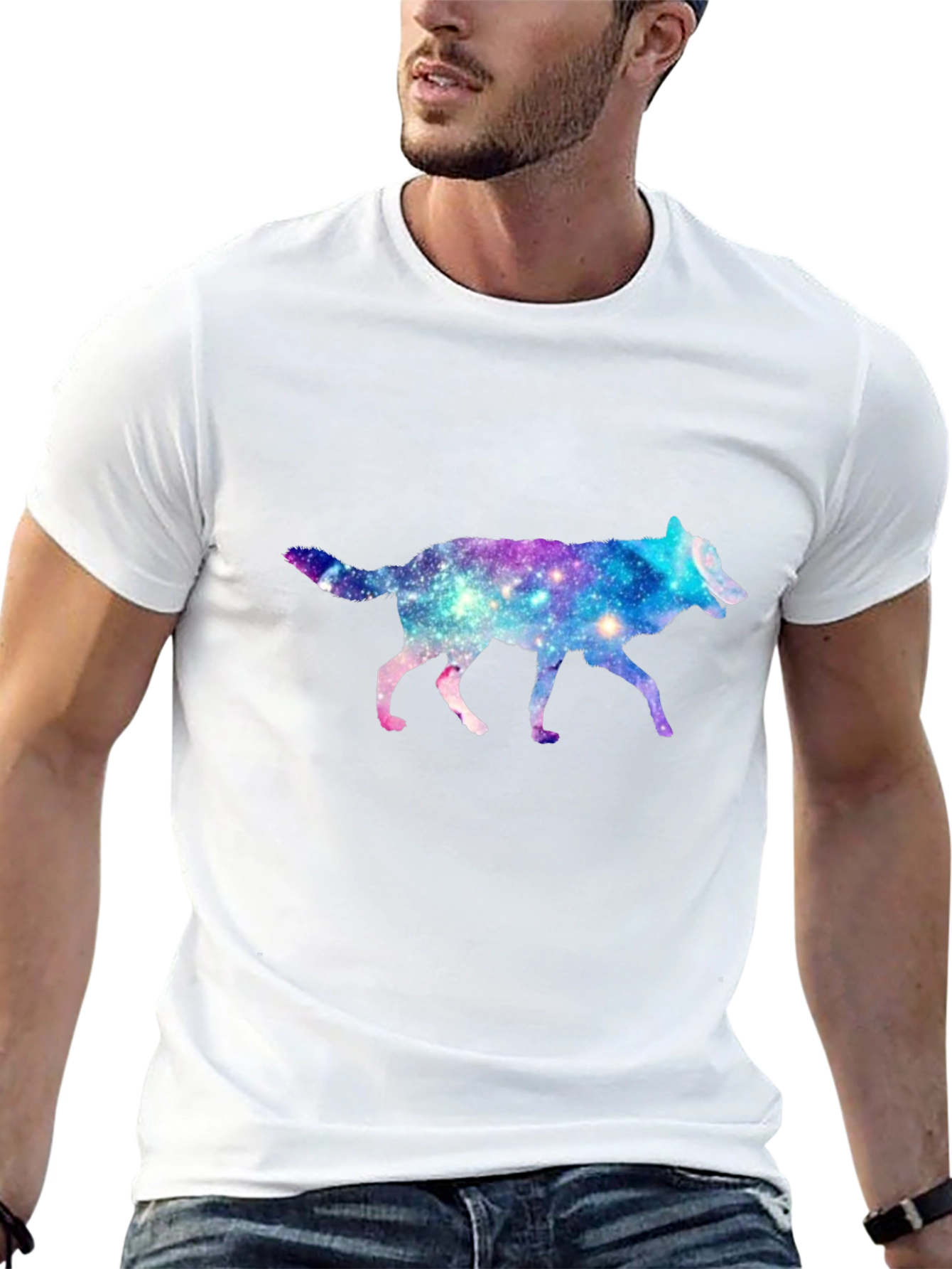 Galaxy Wolf Black T-Shirt - Trendy Animal Tee
