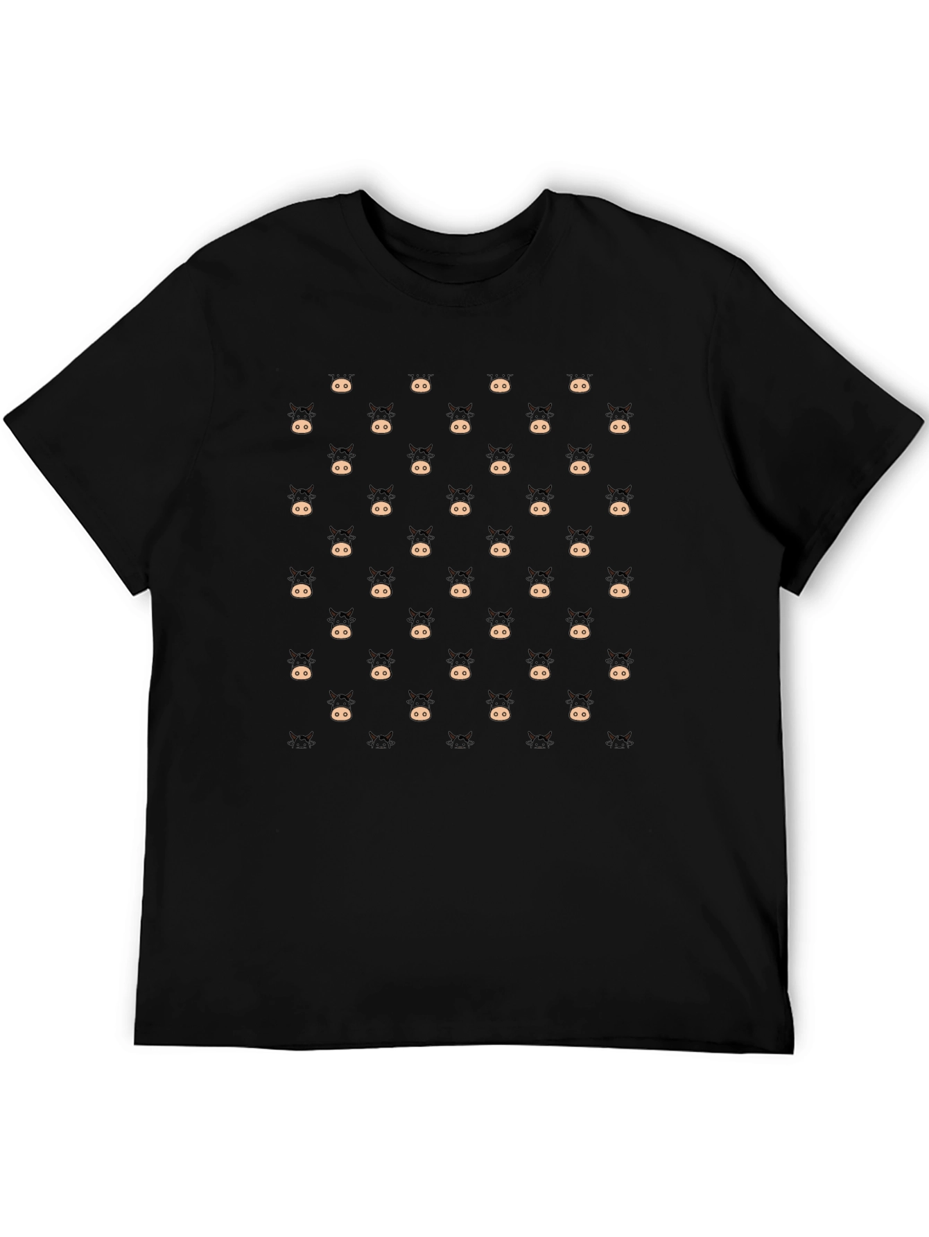 Funny Cow Pattern Black T-Shirt Casual Wear