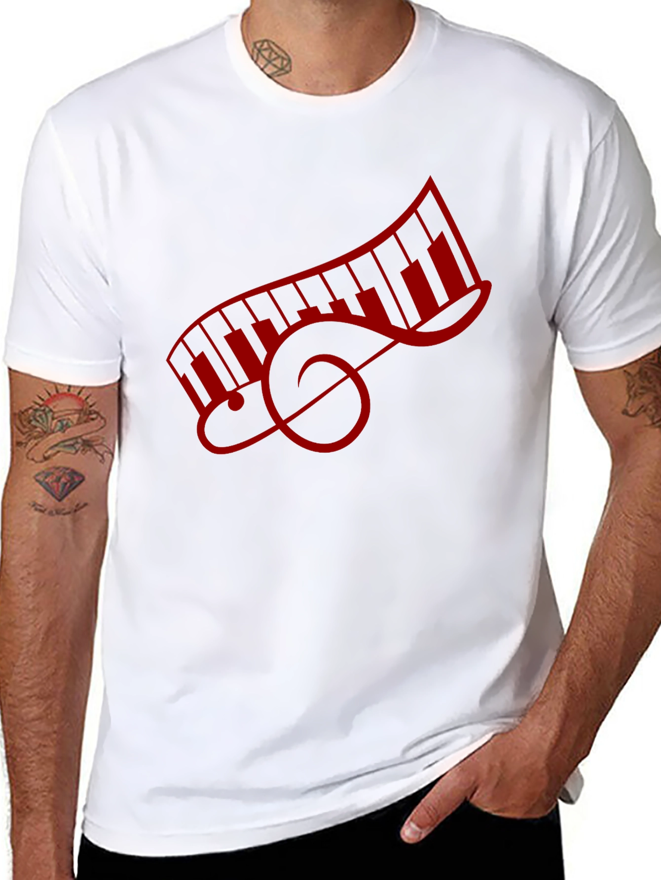 Music Lovers Piano Keys Treble Clef Graphic Tee