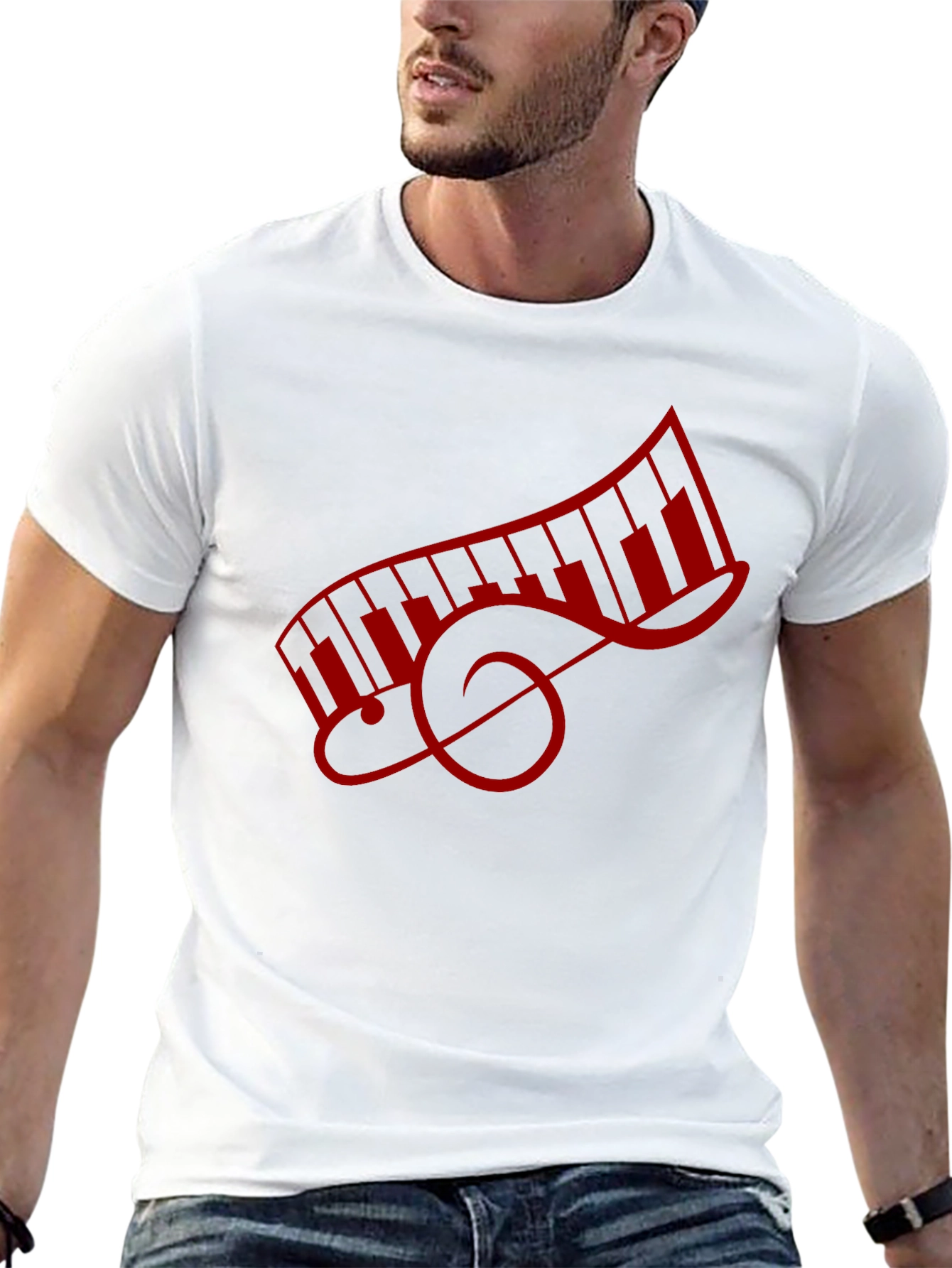 Music Lovers Piano Keys Treble Clef Graphic Tee