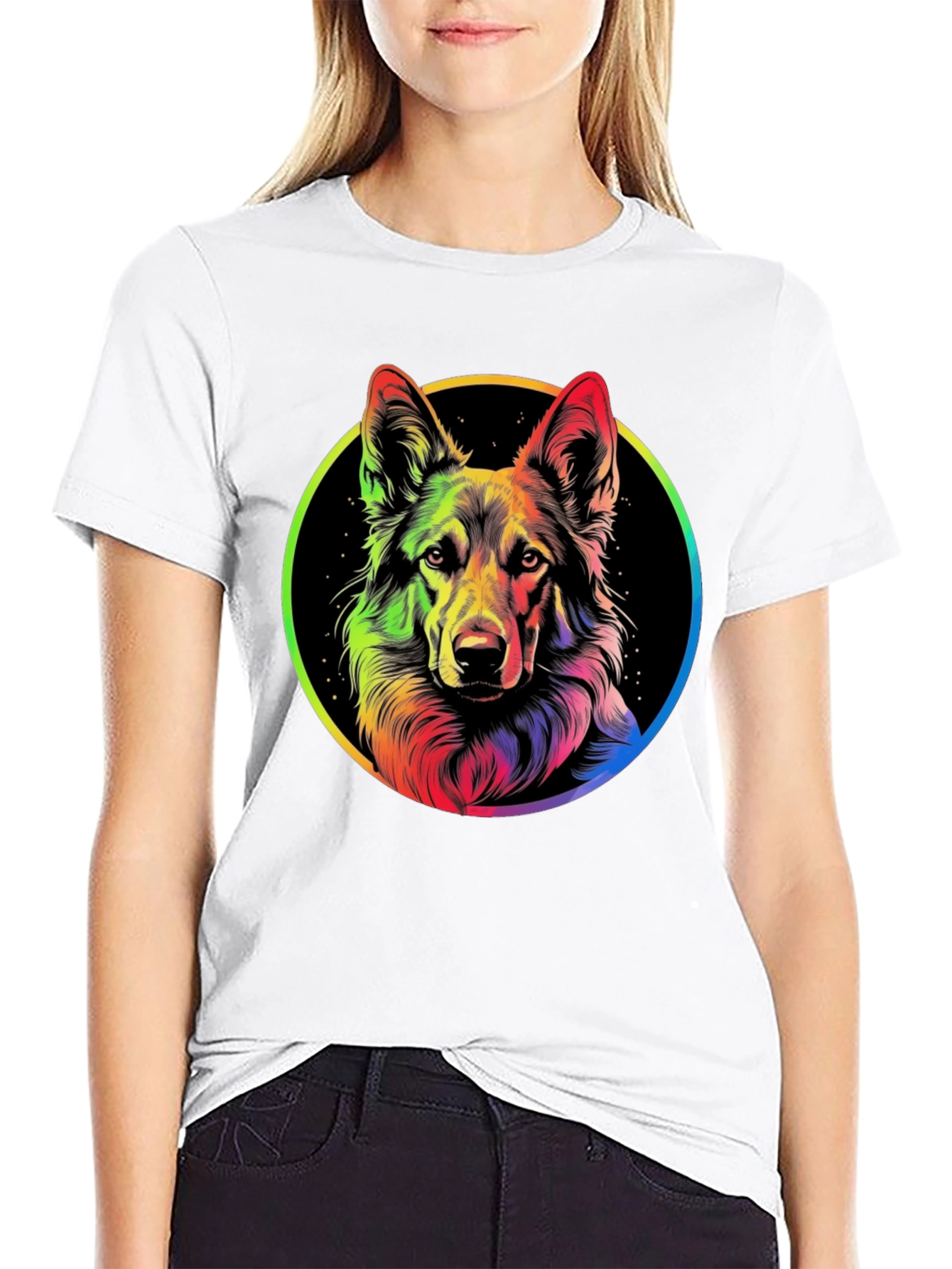 Rainbow German Shepherd Dog Graphic Tee