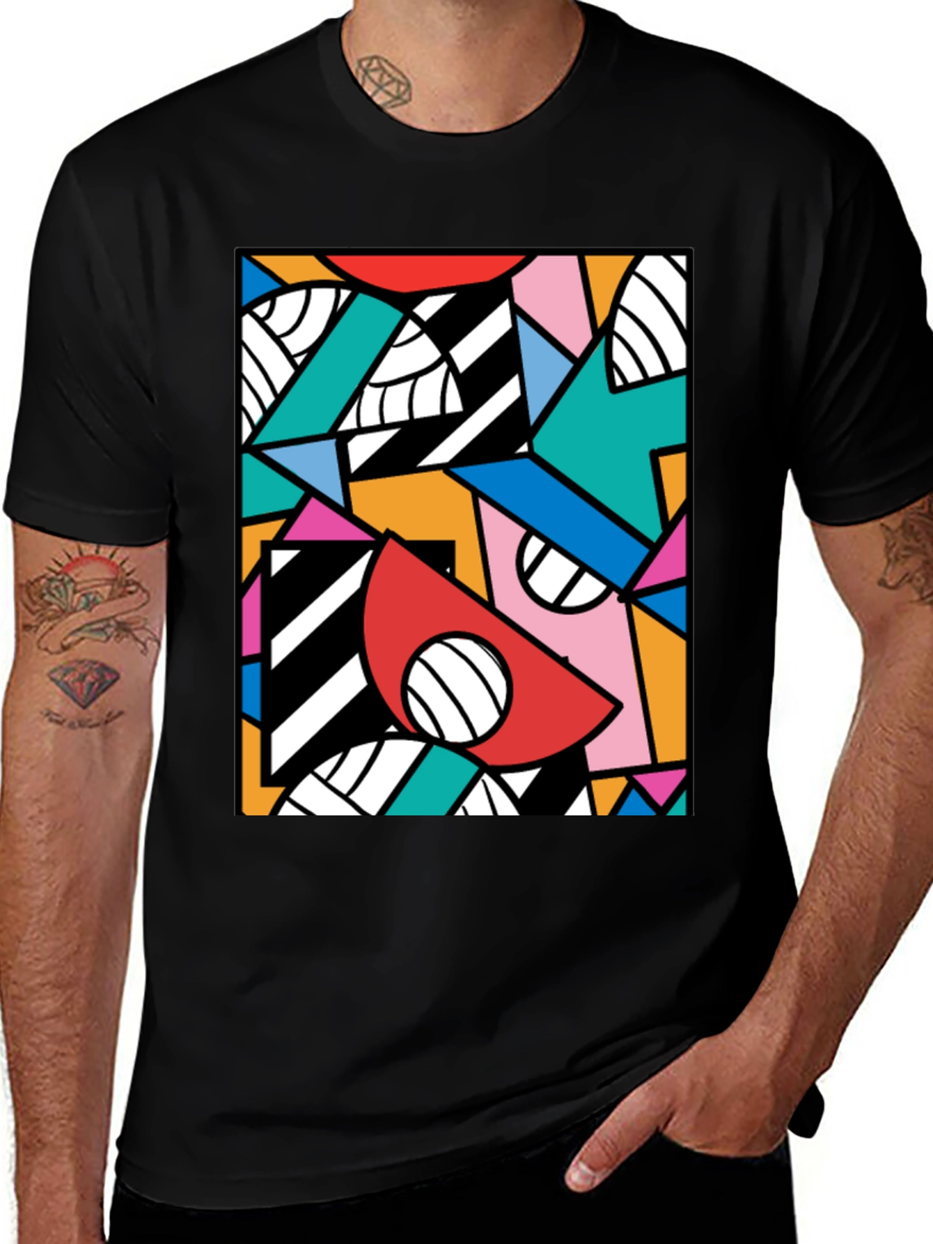 Bold Geometric Pattern Tee - Modern Art T-Shirt