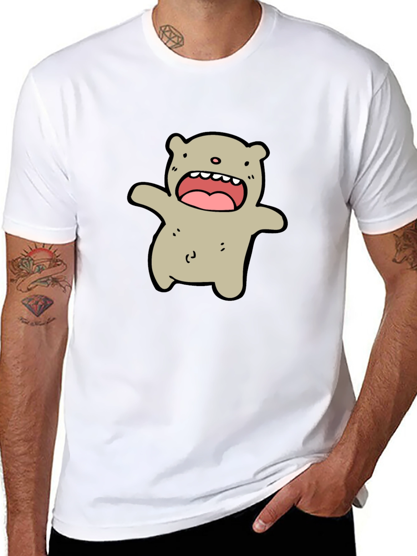 Cartoon Bear Black T-Shirt