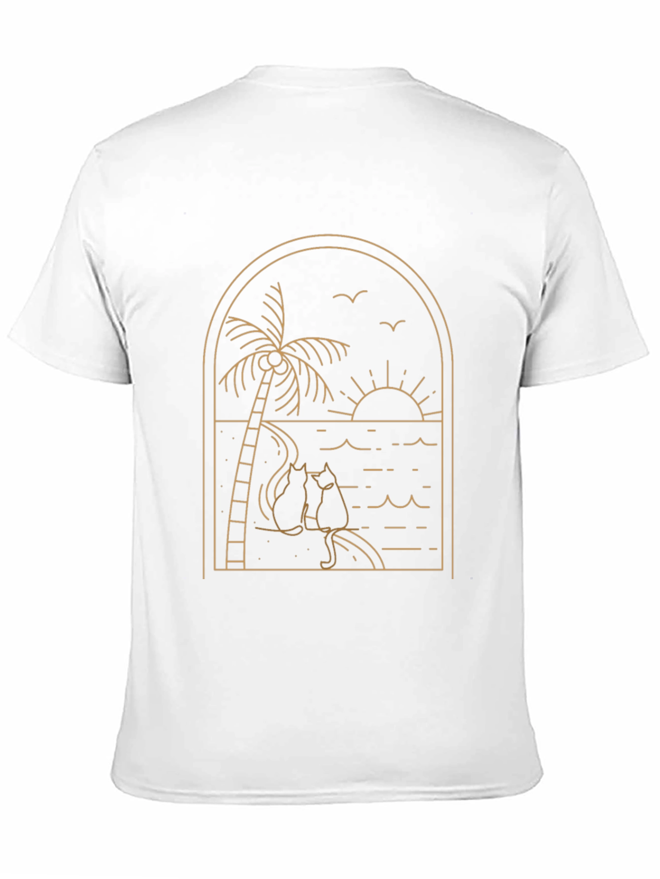 Black Tee with Palm Tree & Cats Graphic