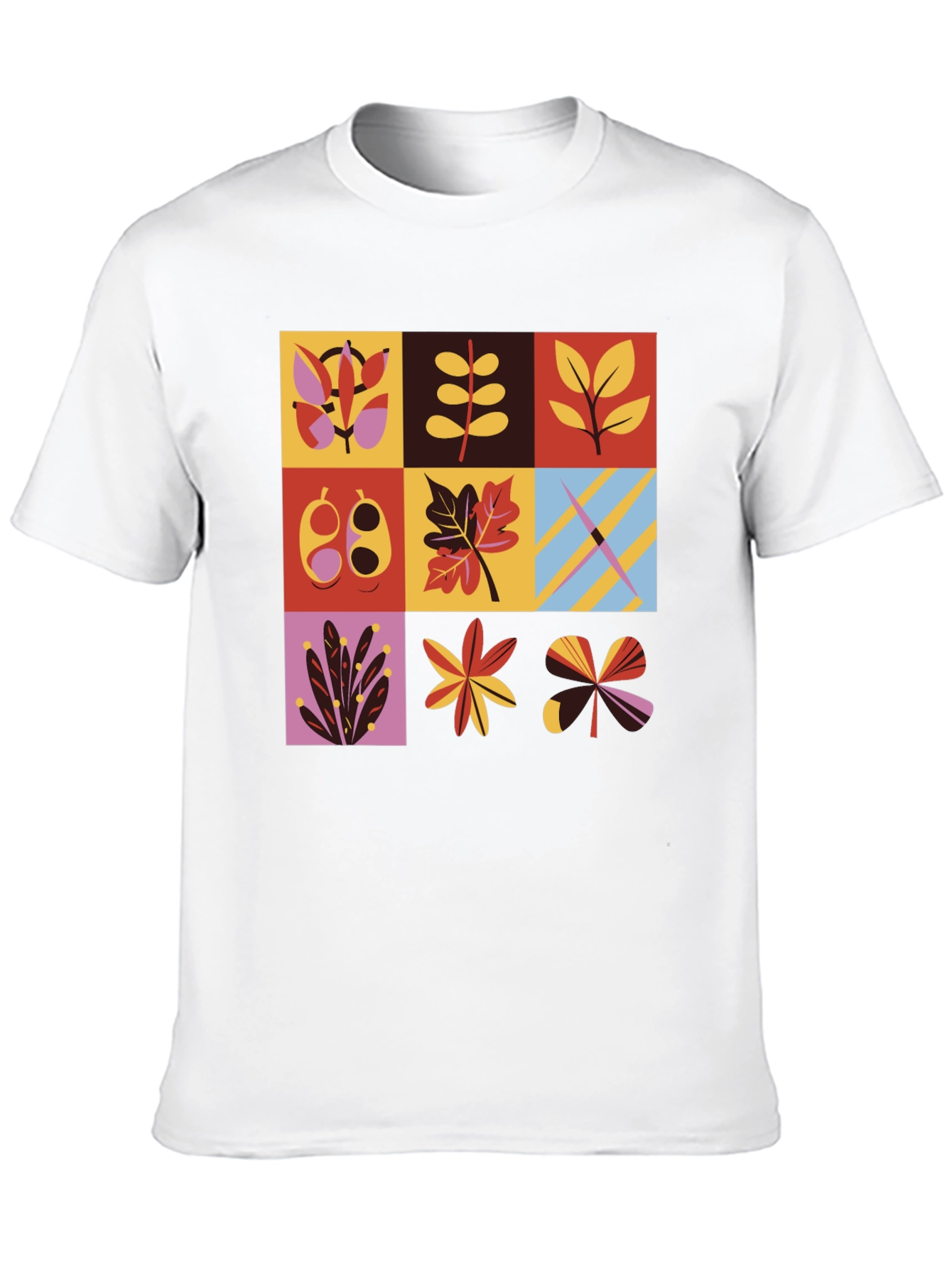 Botanical Block Print Mens Black T-Shirt