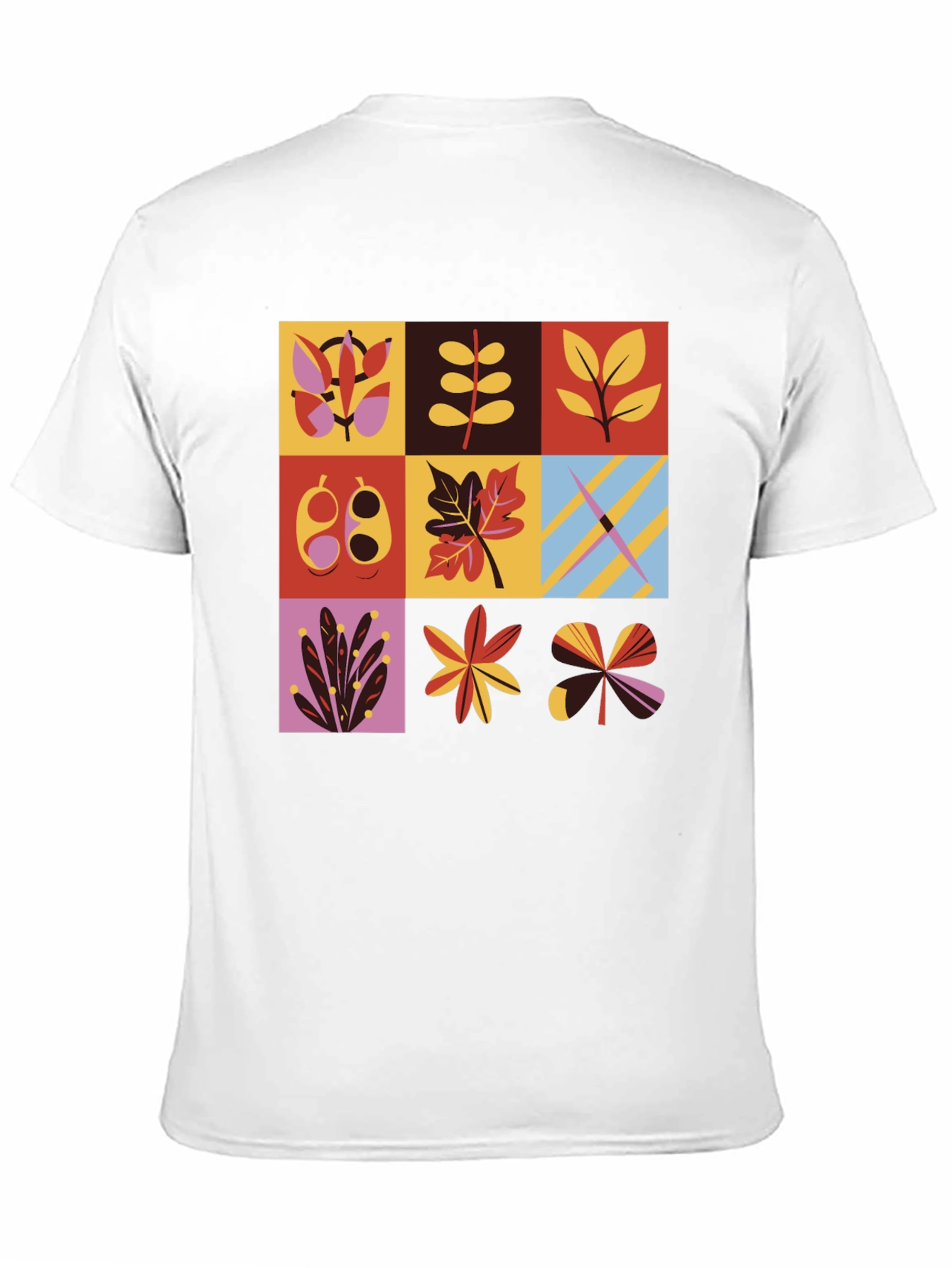 Botanical Block Print Mens Black T-Shirt