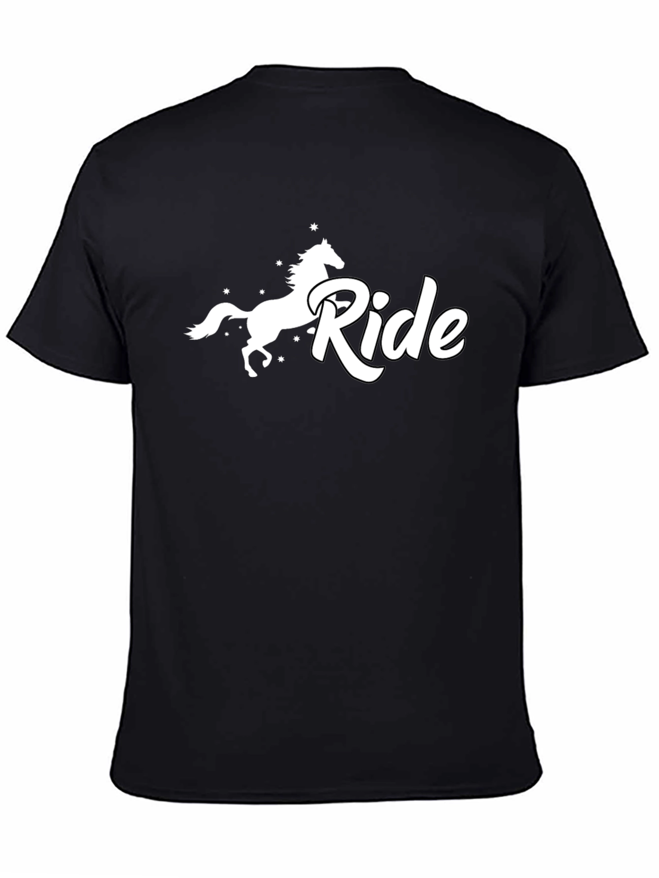 Horse Ride Graphic Tee - Black Cotton T-Shirt