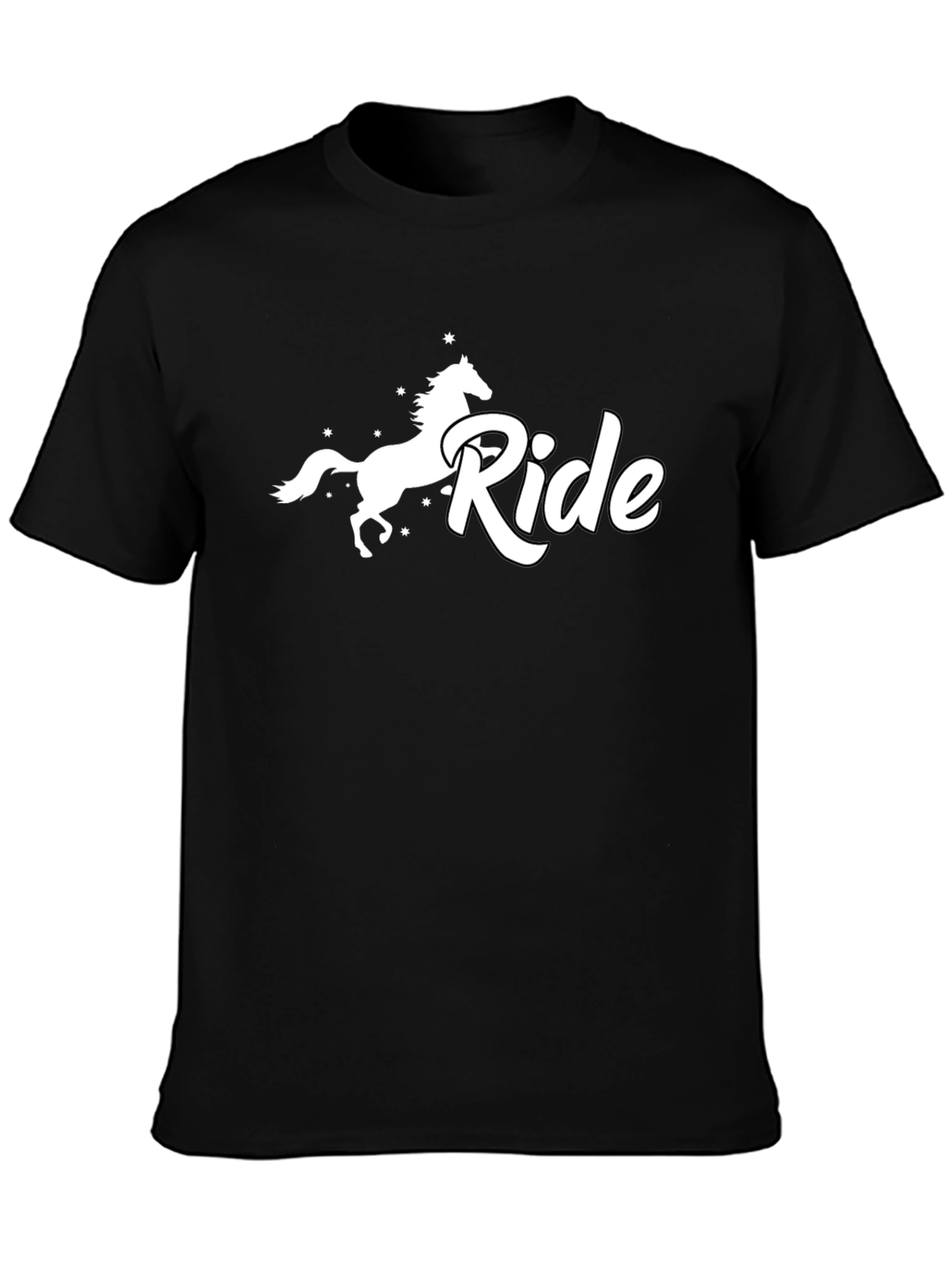 Horse Ride Graphic Tee - Black Cotton T-Shirt