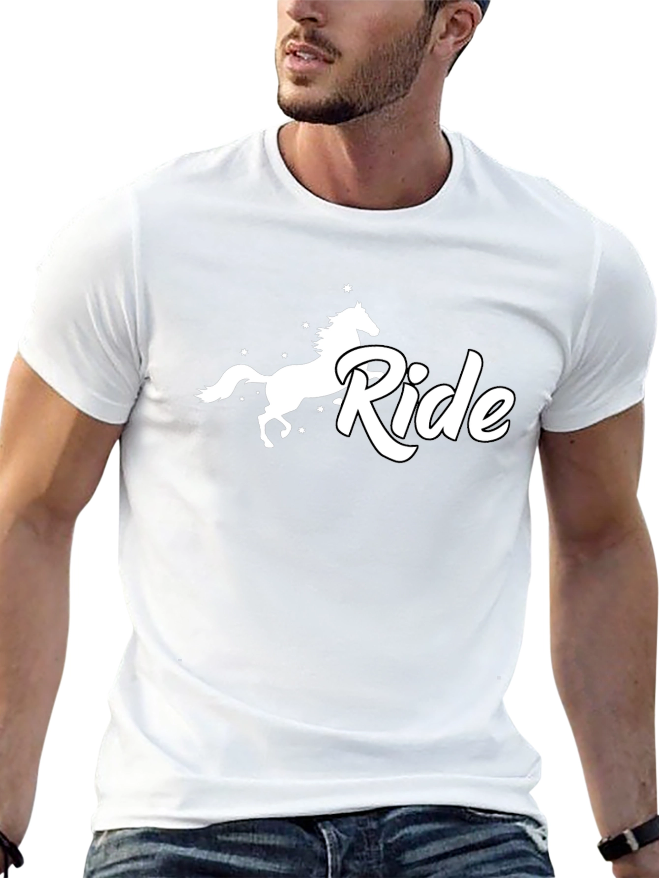 Horse Ride Graphic Tee - Black Cotton T-Shirt