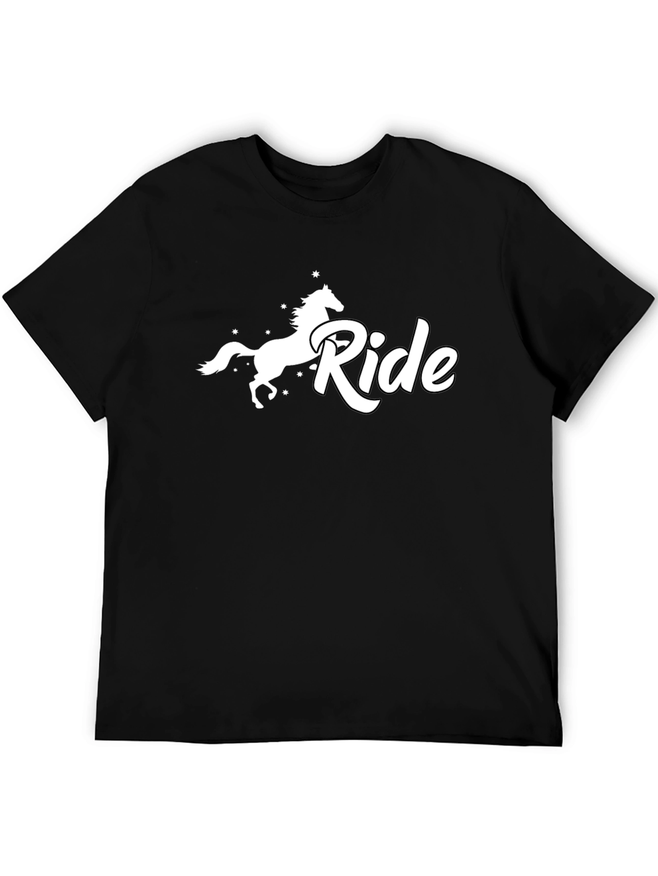Horse Ride Graphic Tee - Black Cotton T-Shirt