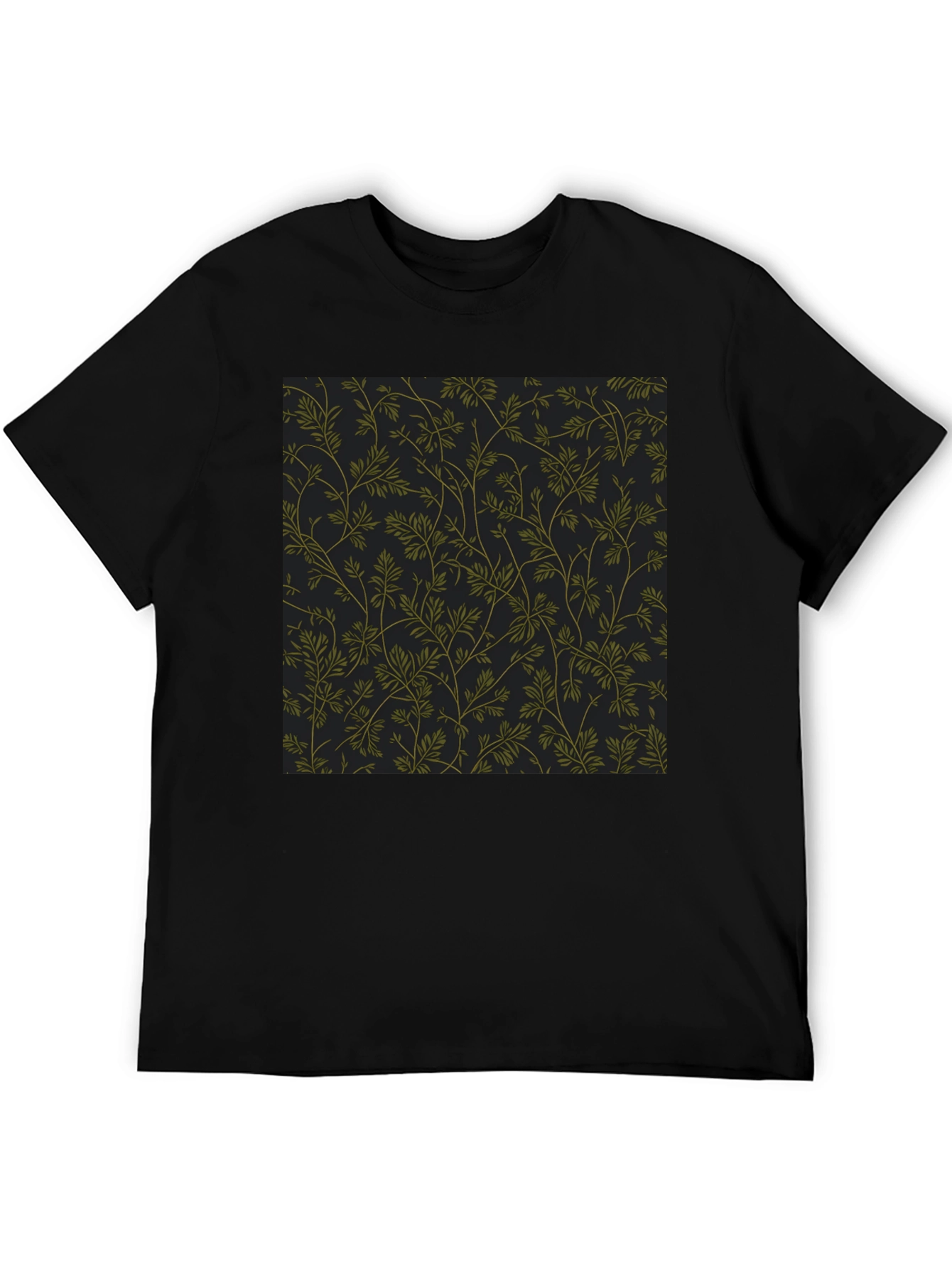 Botanical Print Black T-Shirt