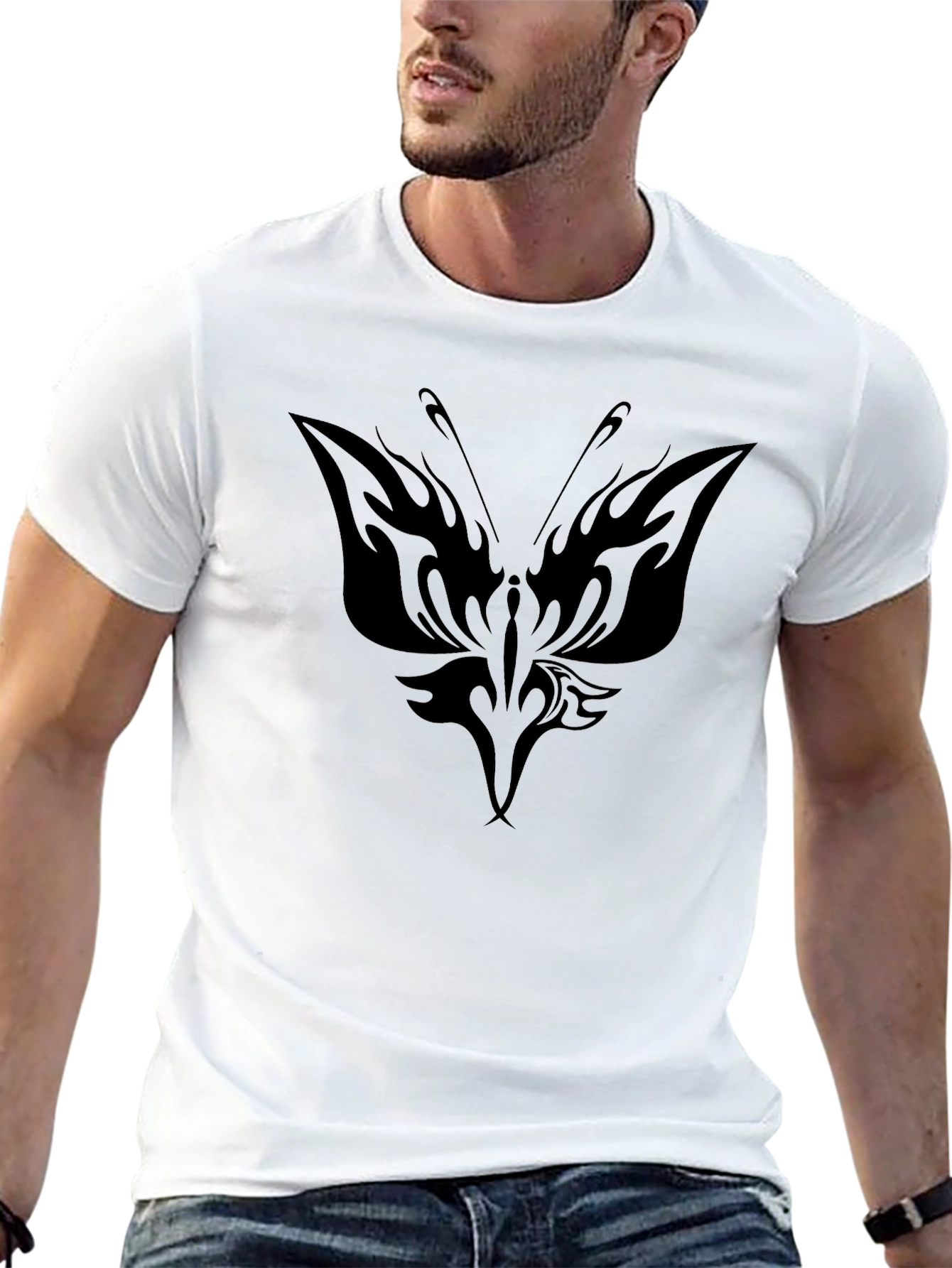 Butterfly Tribal Graphic Black T-Shirt