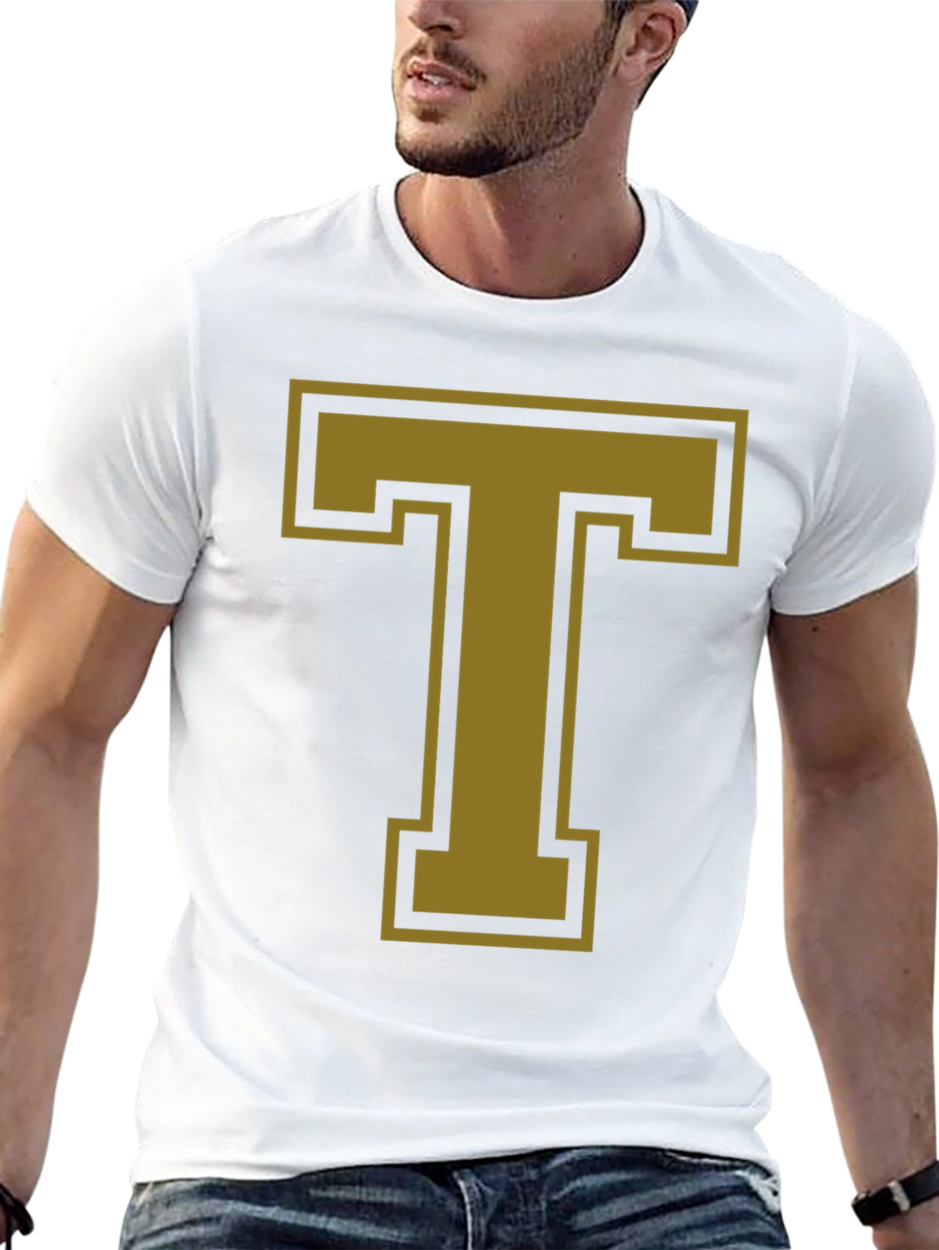 Bold Letter T Graphic Tee - Casual Style