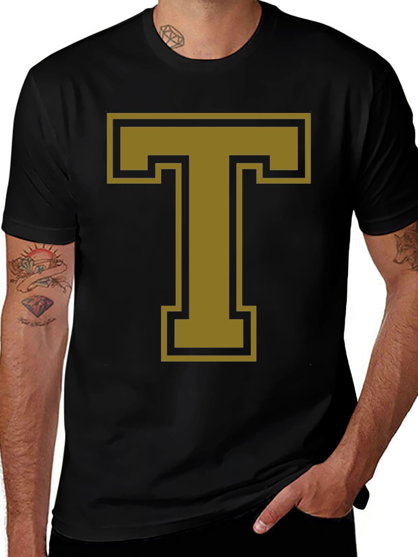 Bold Letter T Graphic Tee - Casual Style