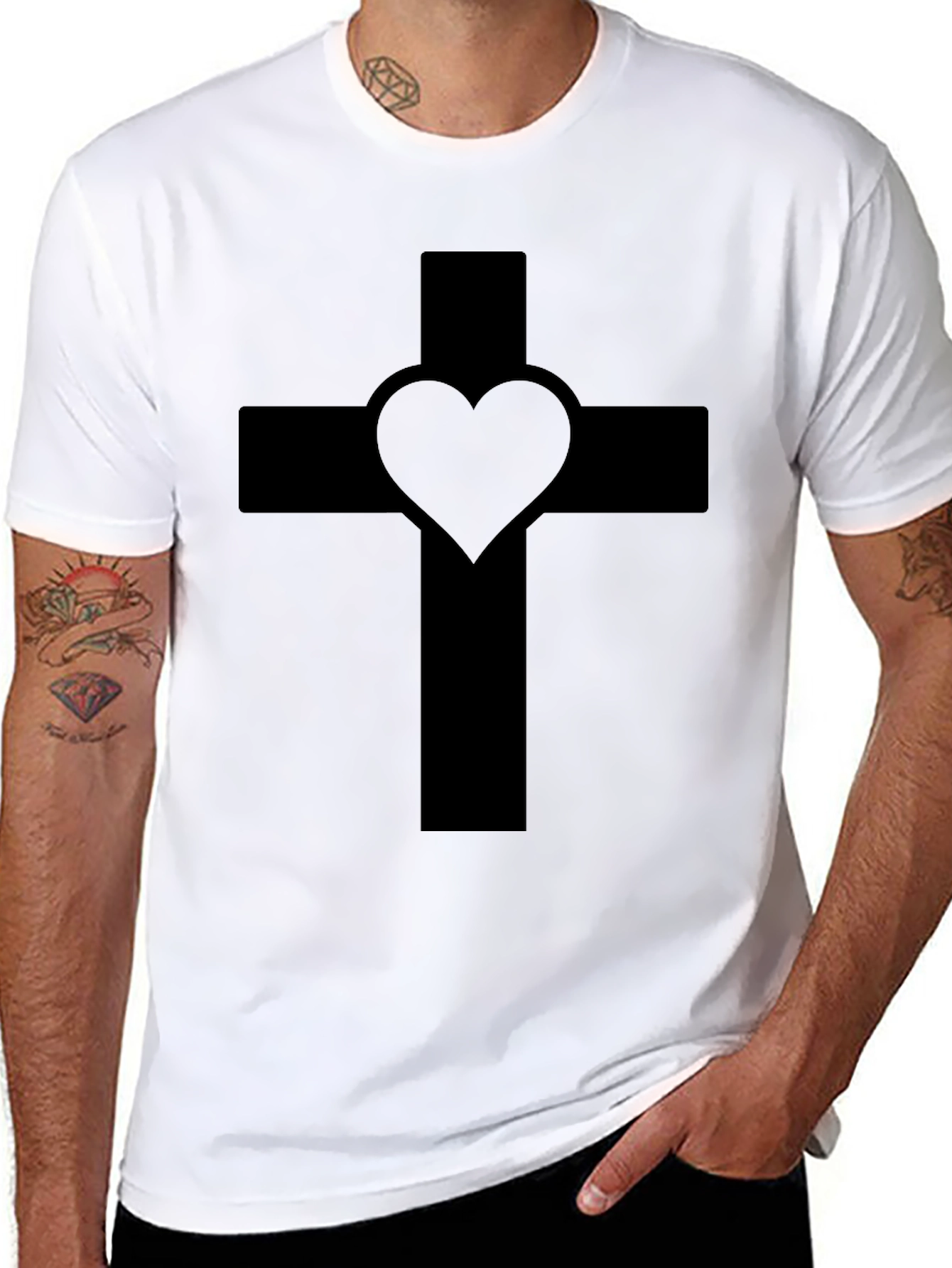 Heart Cross Black T-Shirt