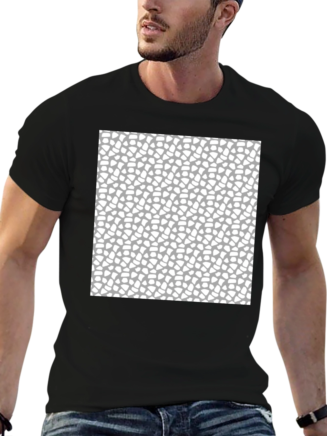 Modern Abstract Pattern Black T-Shirt