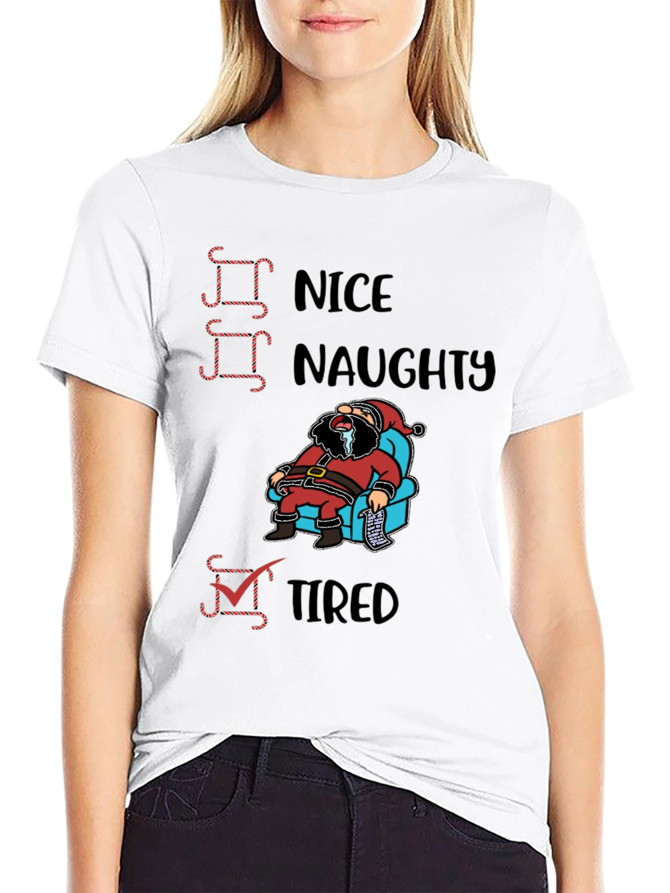 Tired Santa Christmas Graphic T-Shirt