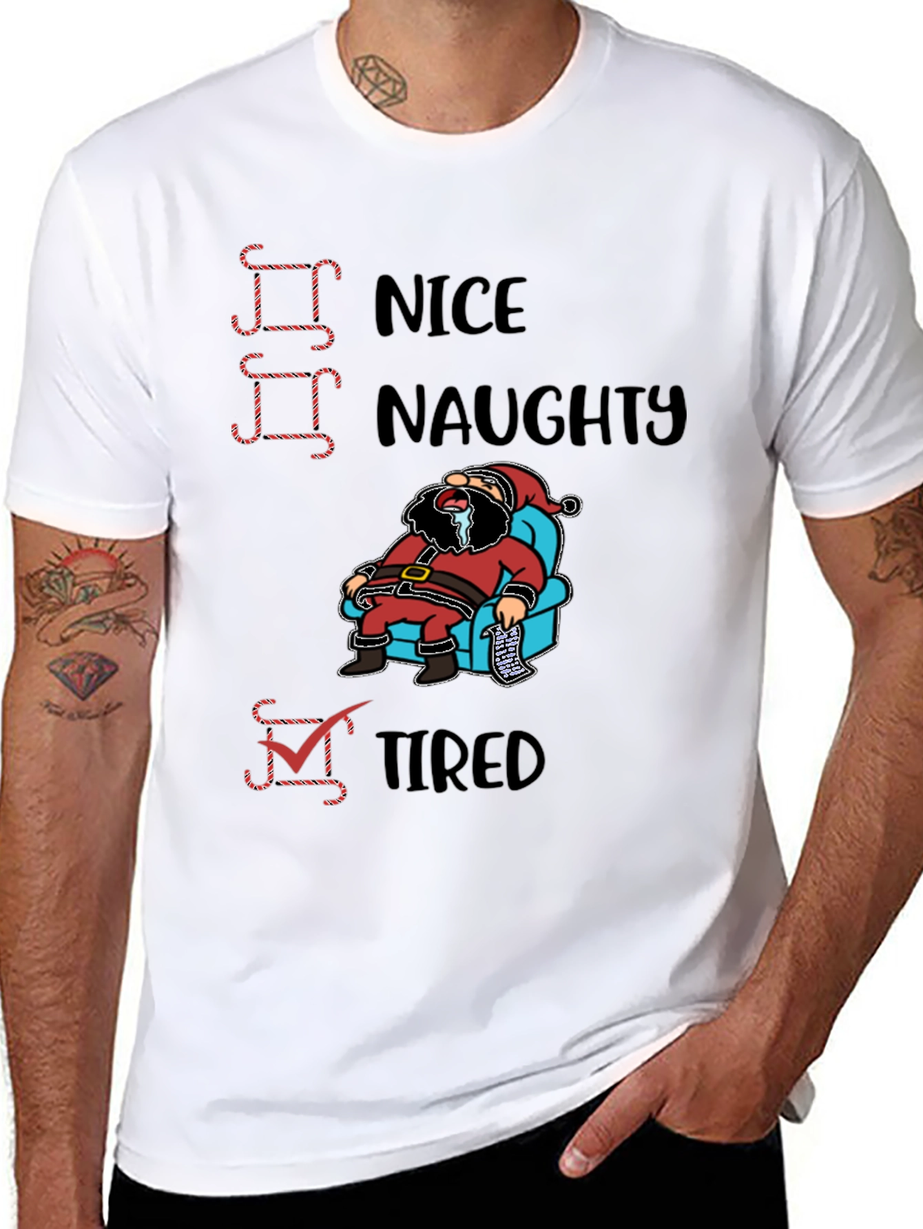 Tired Santa Christmas Graphic T-Shirt