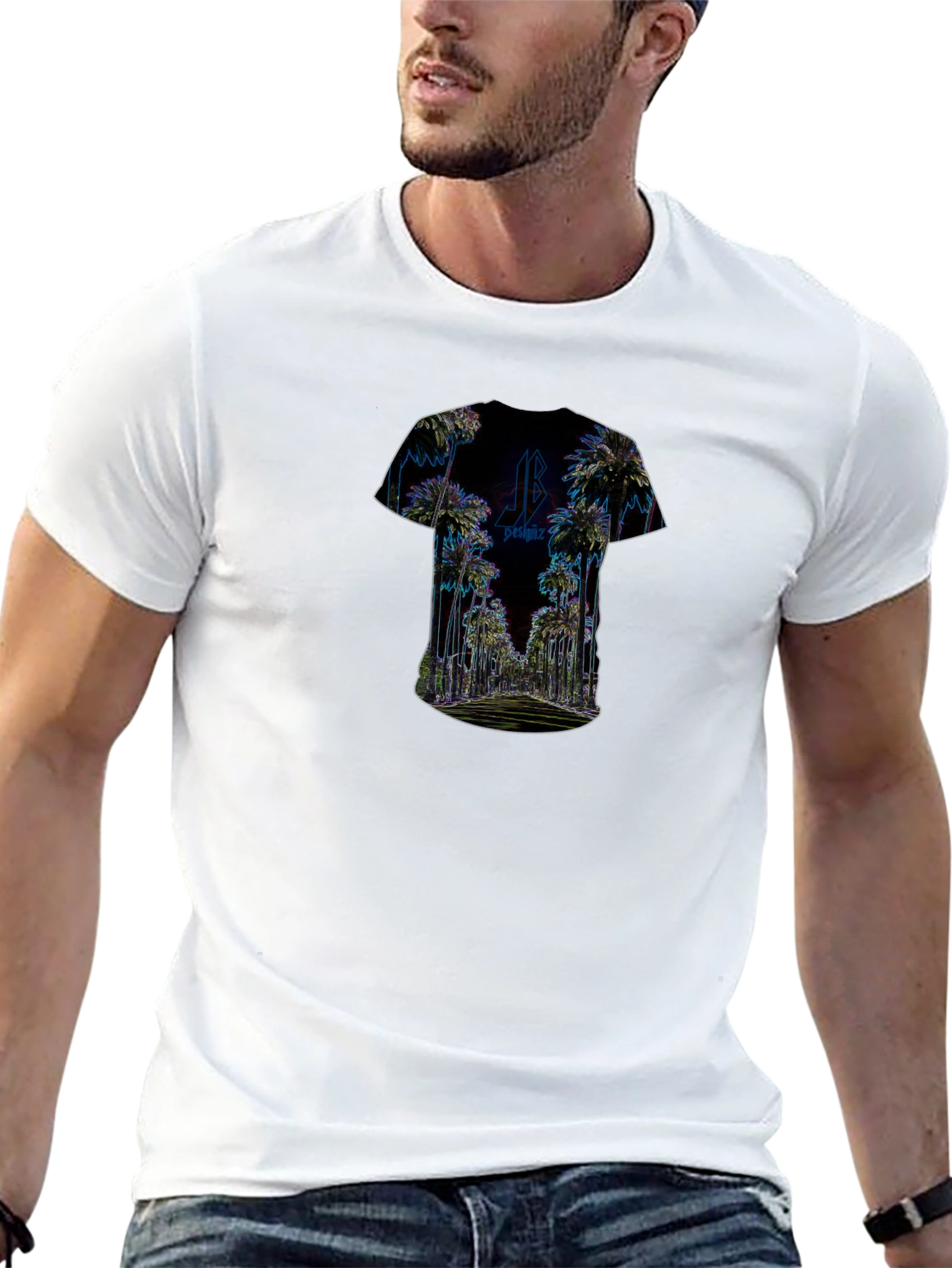 Palm Tree Graphic Black Tee