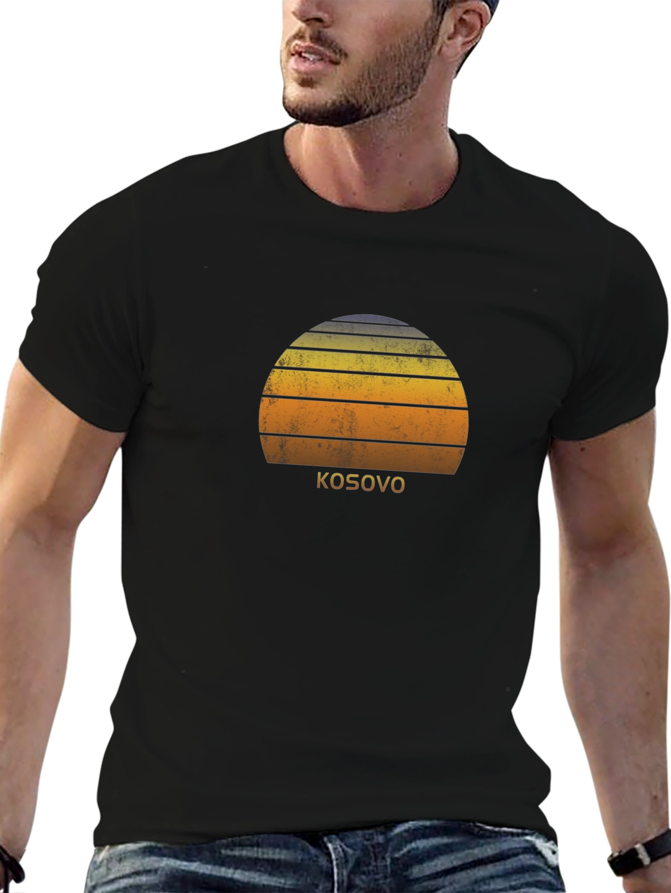 Kosovo Sunset Graphic Tee - Stylish Black T-Shirt