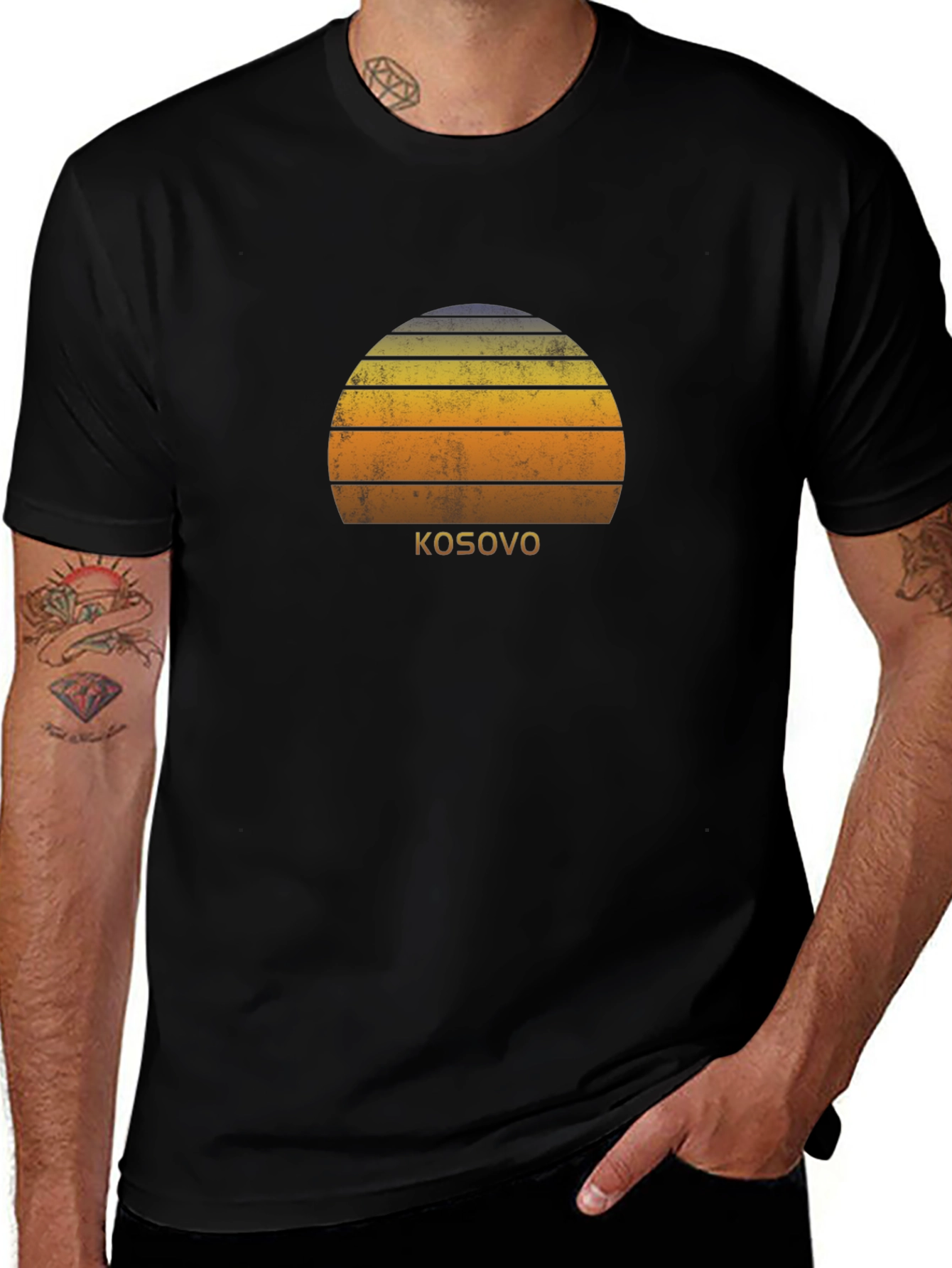 Kosovo Sunset Graphic Tee - Stylish Black T-Shirt