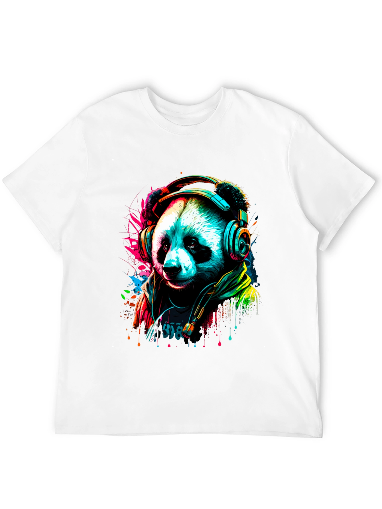 Trendy Panda DJ Graphic Tee - Black Unisex Shirt