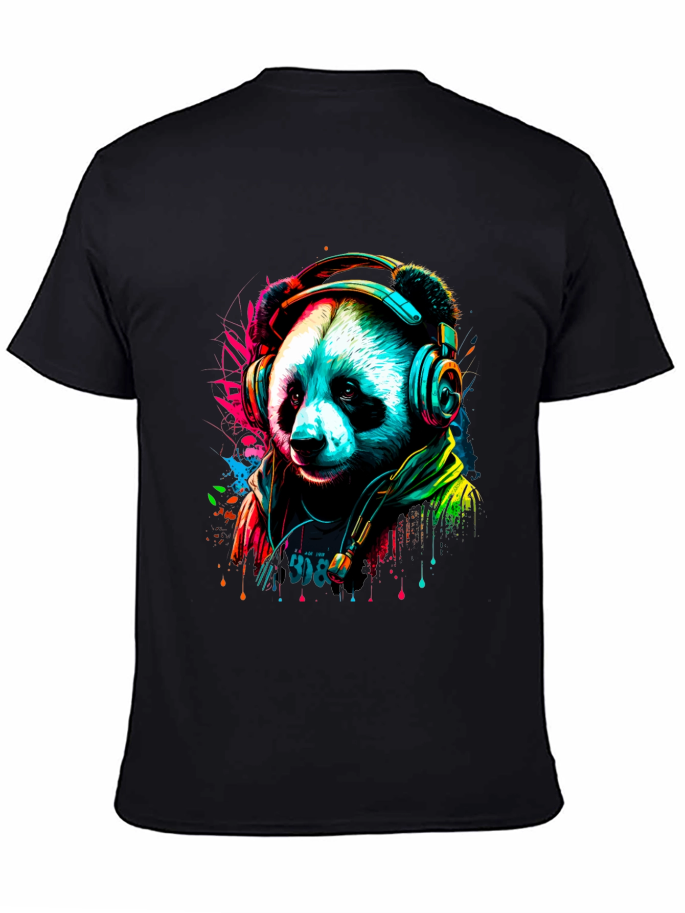 Trendy Panda DJ Graphic Tee - Black Unisex Shirt