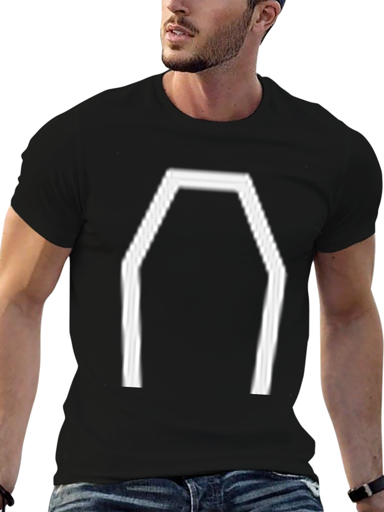 Geometric Coffin Graphic Tee - Black