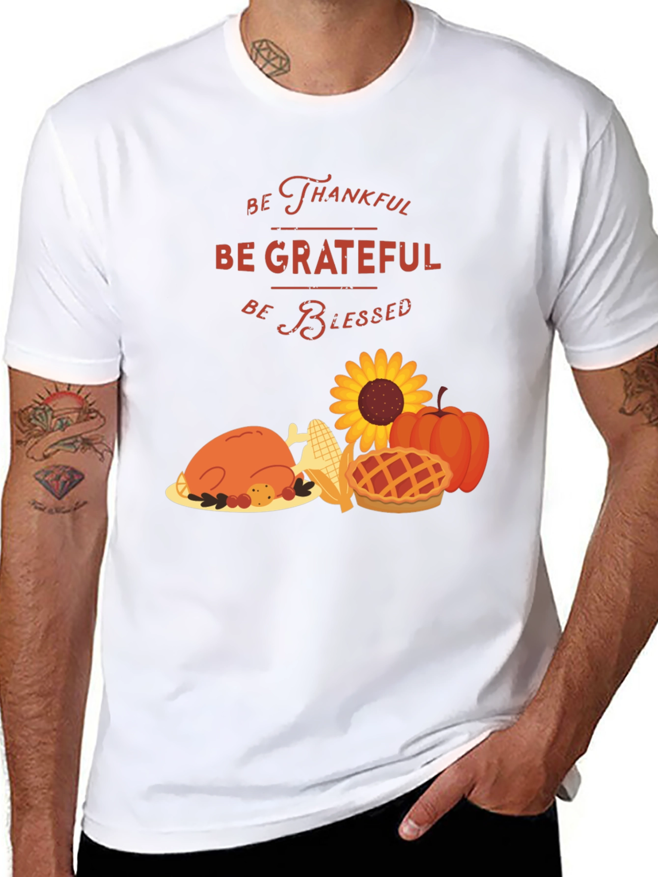 Thanksgiving Graphic Tee: Thankful Grateful Blessed