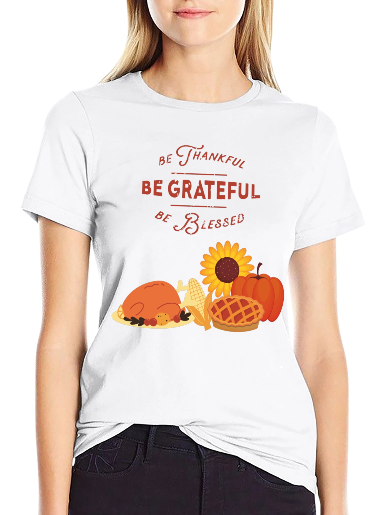 Thanksgiving Graphic Tee: Thankful Grateful Blessed