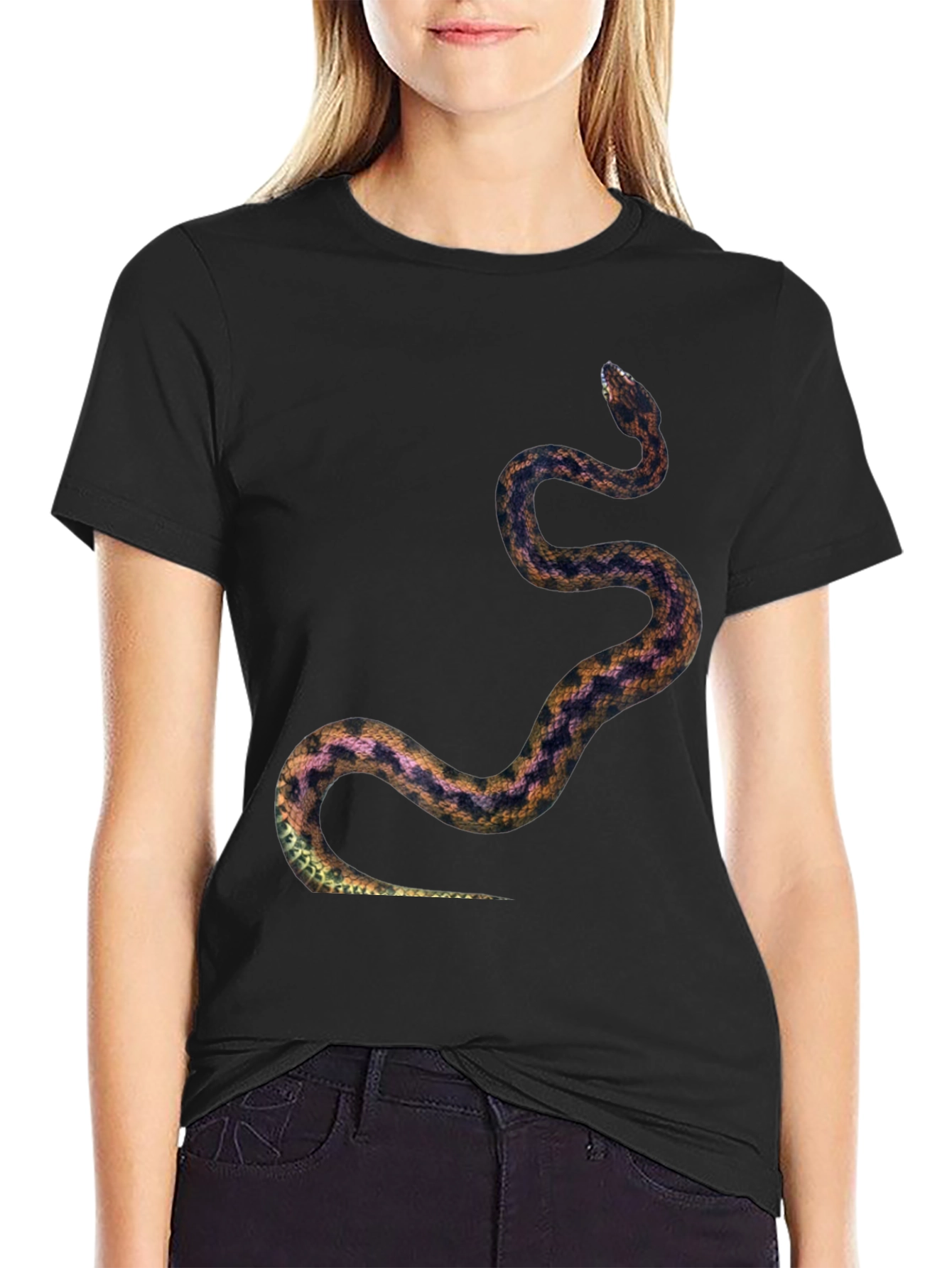 Snake Print Tee - Black Graphic T-Shirt