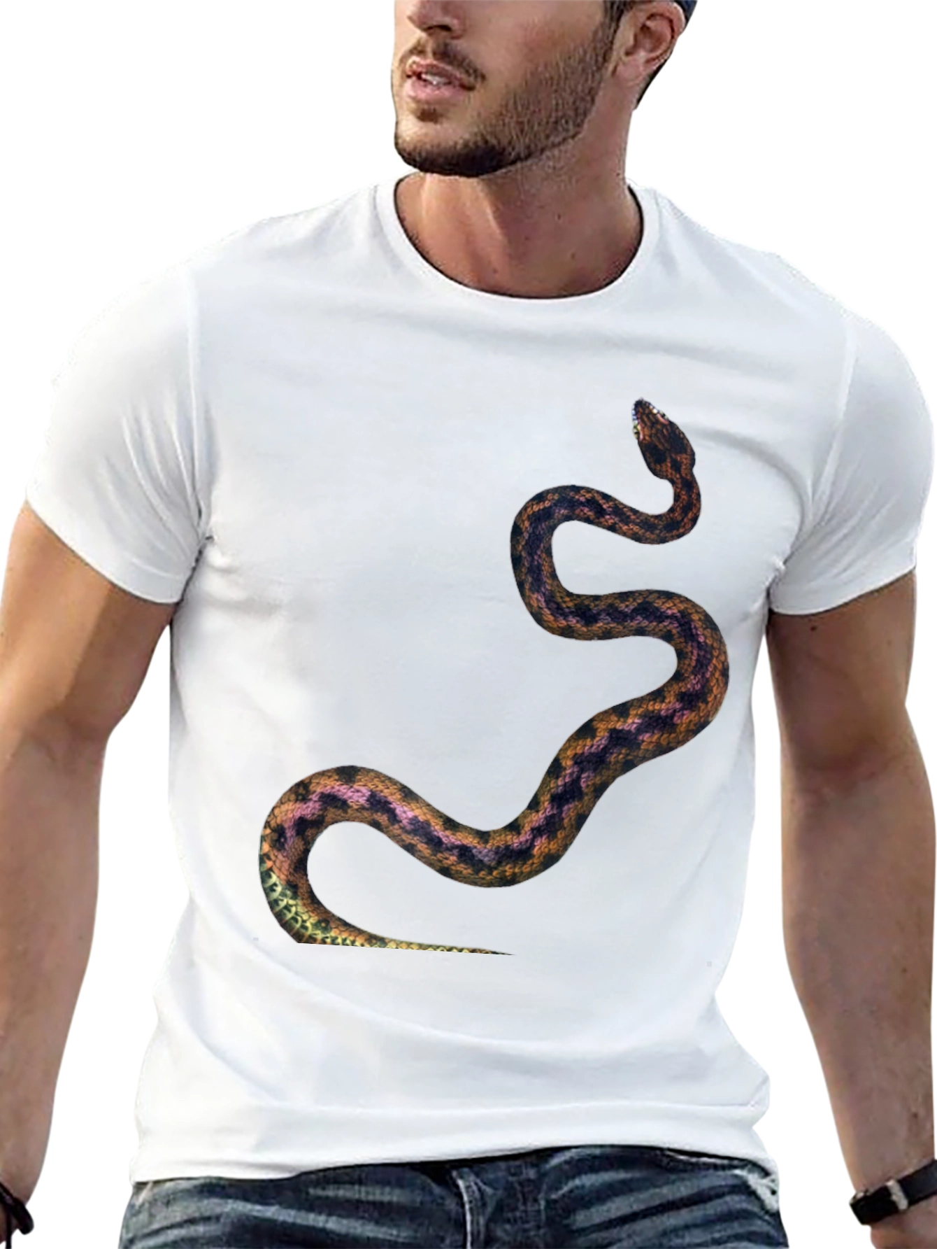 Snake Print Tee - Black Graphic T-Shirt