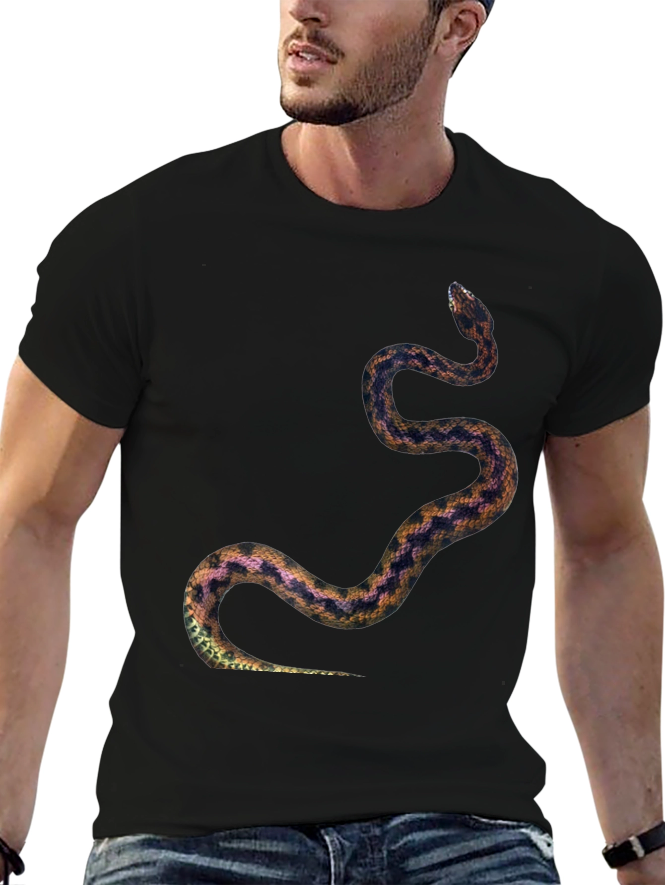 Snake Print Tee - Black Graphic T-Shirt