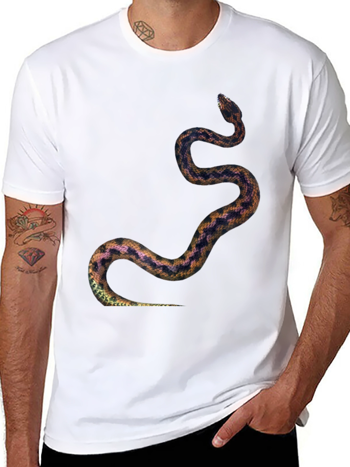 Snake Print Tee - Black Graphic T-Shirt