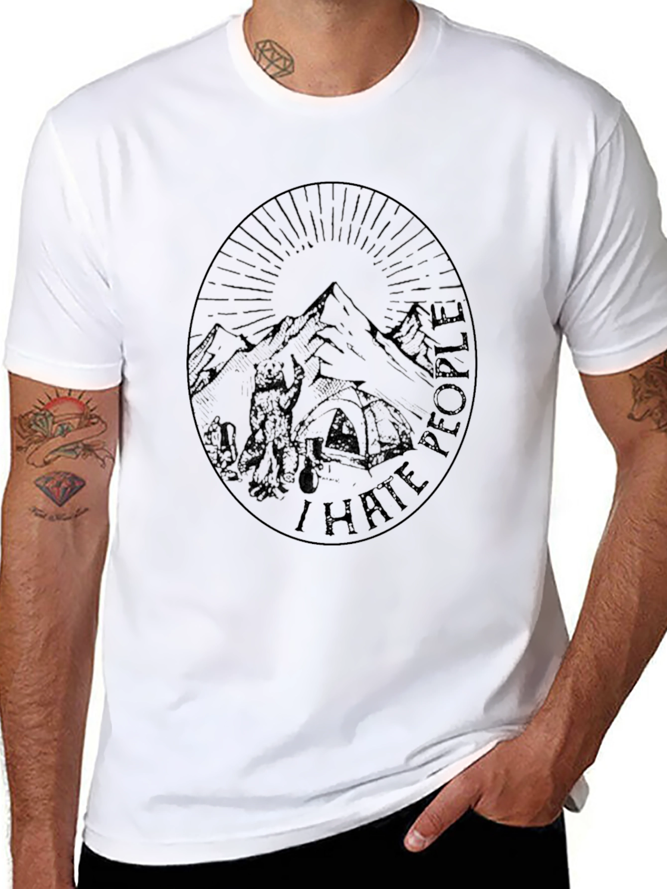 Black Graphic Tee - Mountains & Hiking Theme