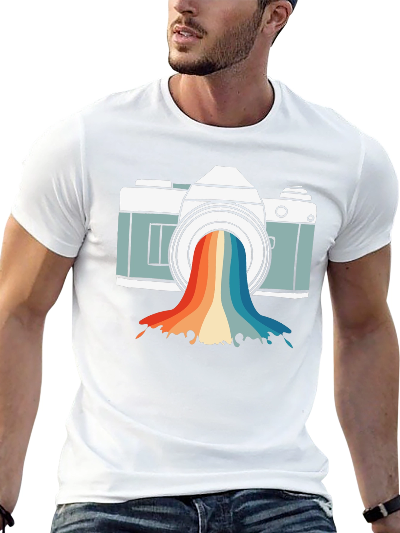 Retro Camera Rainbow Graphic Tee