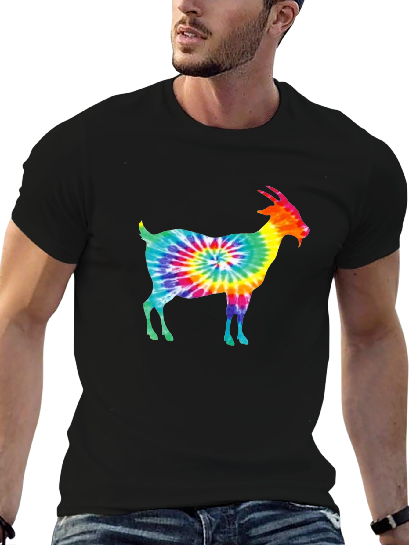 Tie Dye Goat Graphic Tee - Funky Casual Style