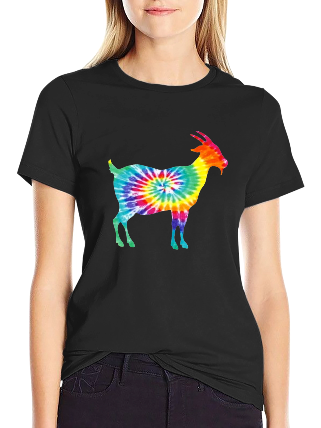 Tie Dye Goat Graphic Tee - Funky Casual Style