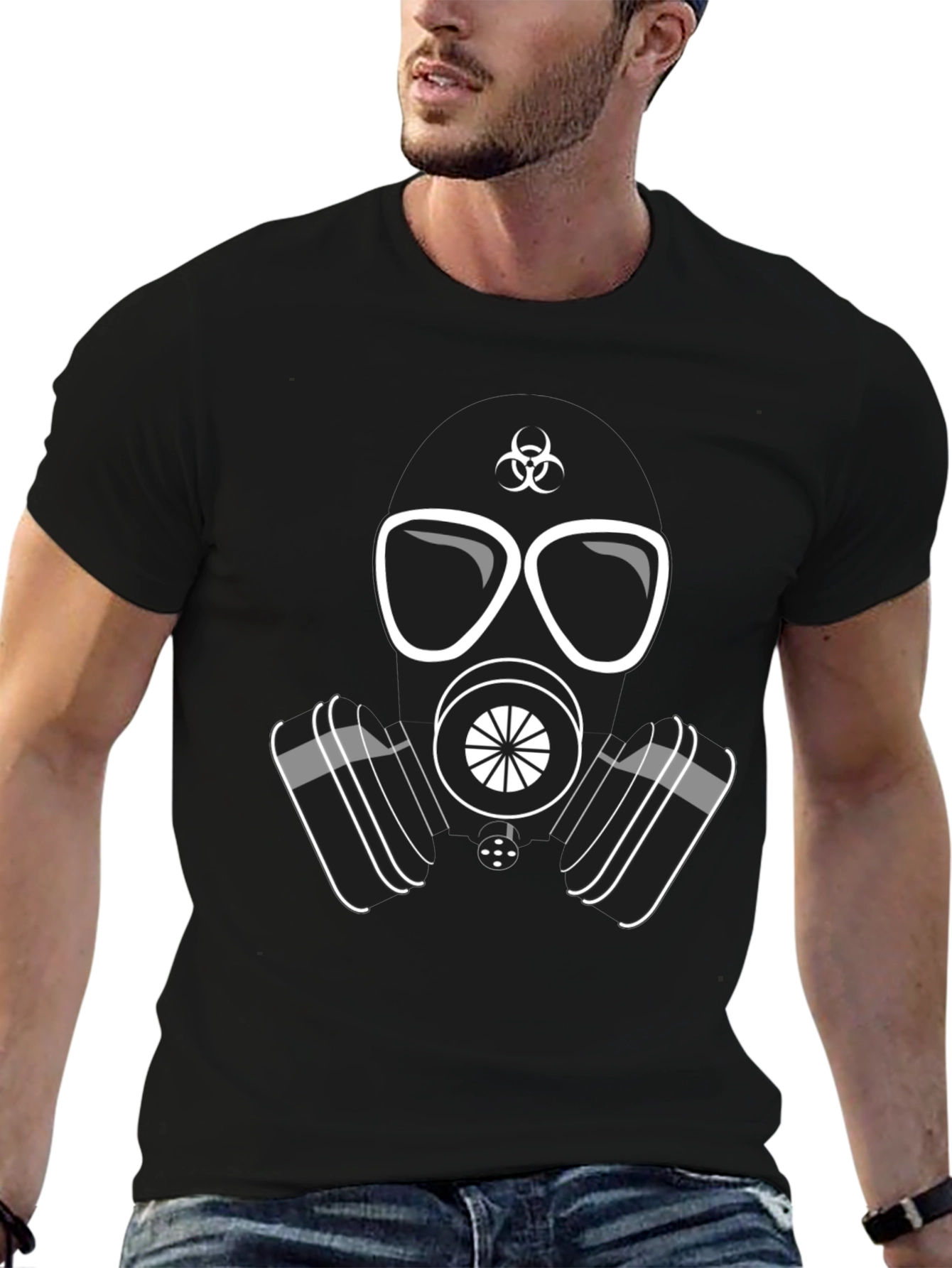 Gas Mask Graphic T-Shirt - Biohazard Design Casual Wear
