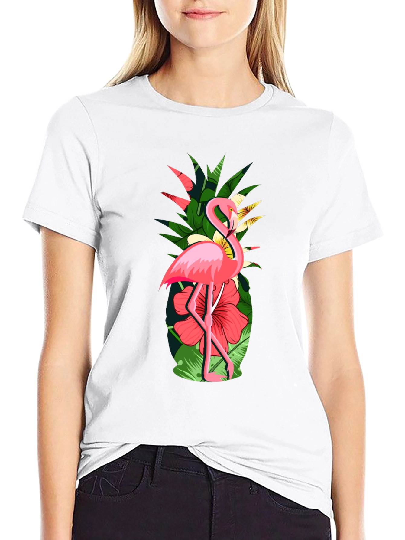 Tropical Flamingo & Pineapple Graphic Tee