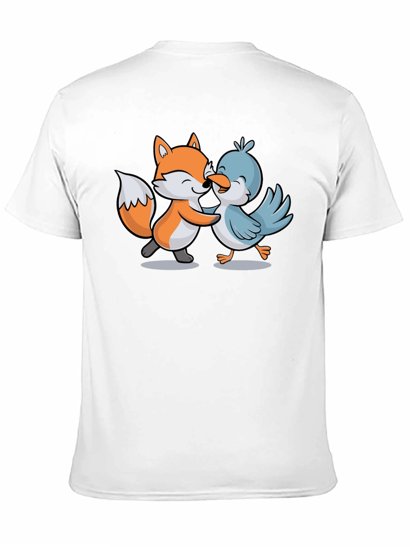 Fox & Bird Hugging Graphic Tee - Black