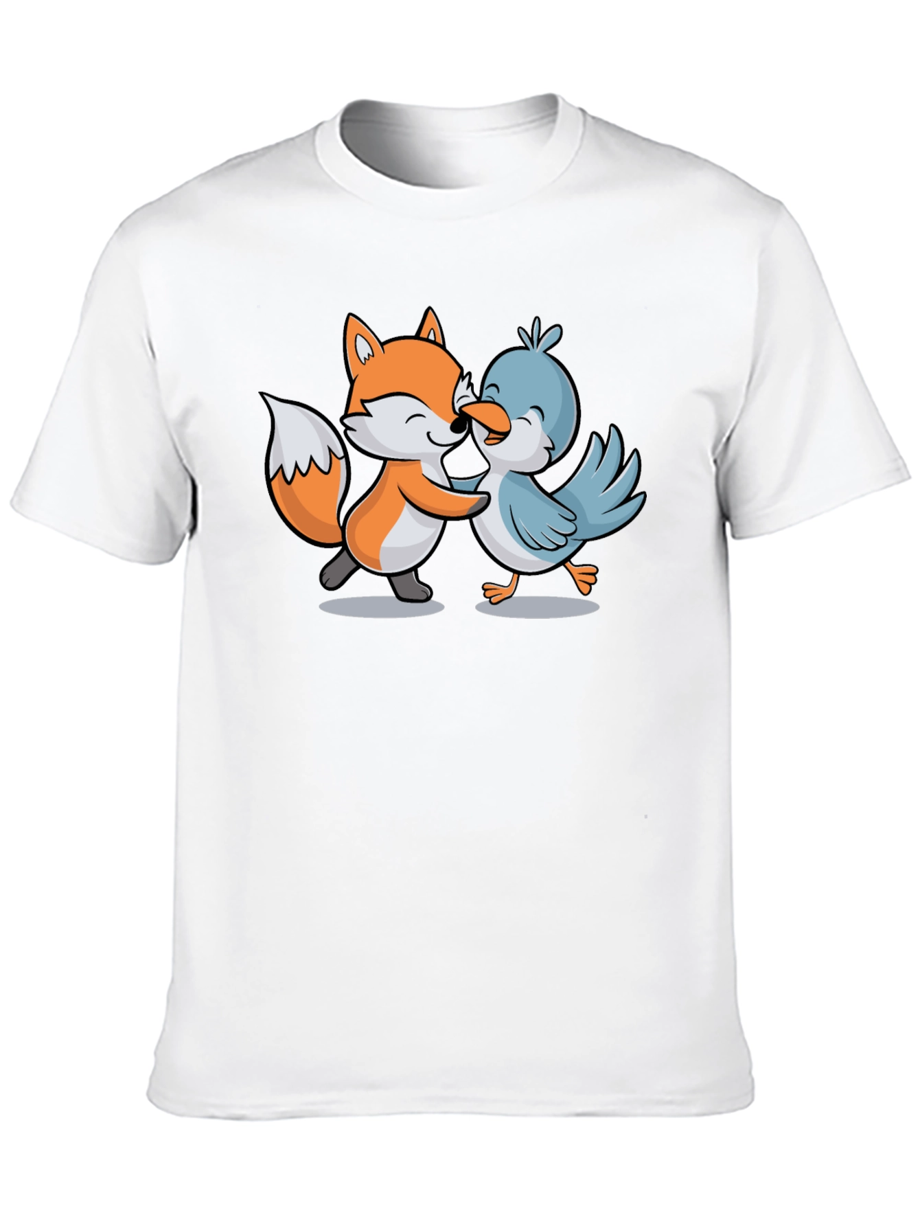 Fox & Bird Hugging Graphic Tee - Black